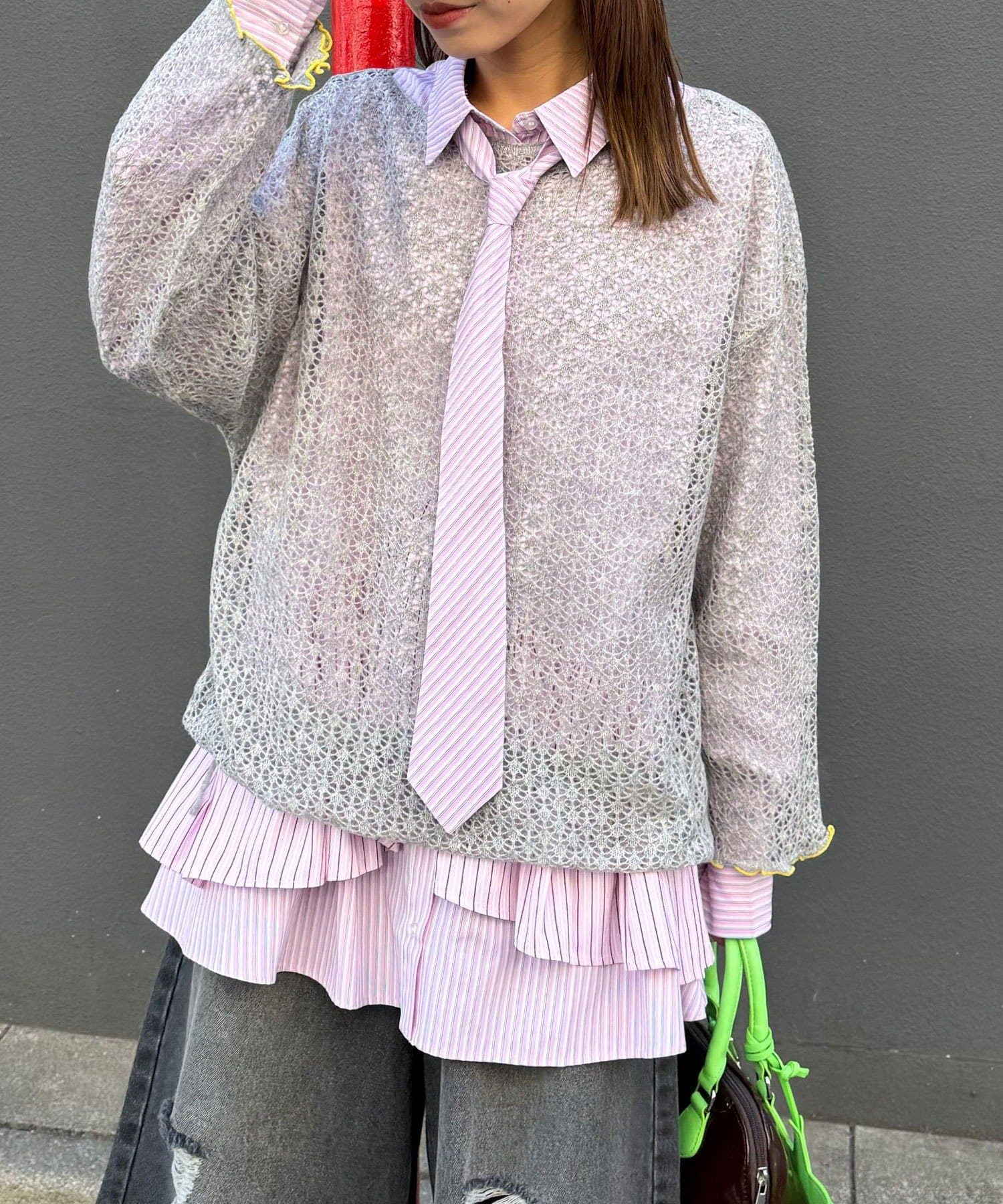 CIAOPANIC(チャオパニック) 透かし編みルーズニットプルオーバー