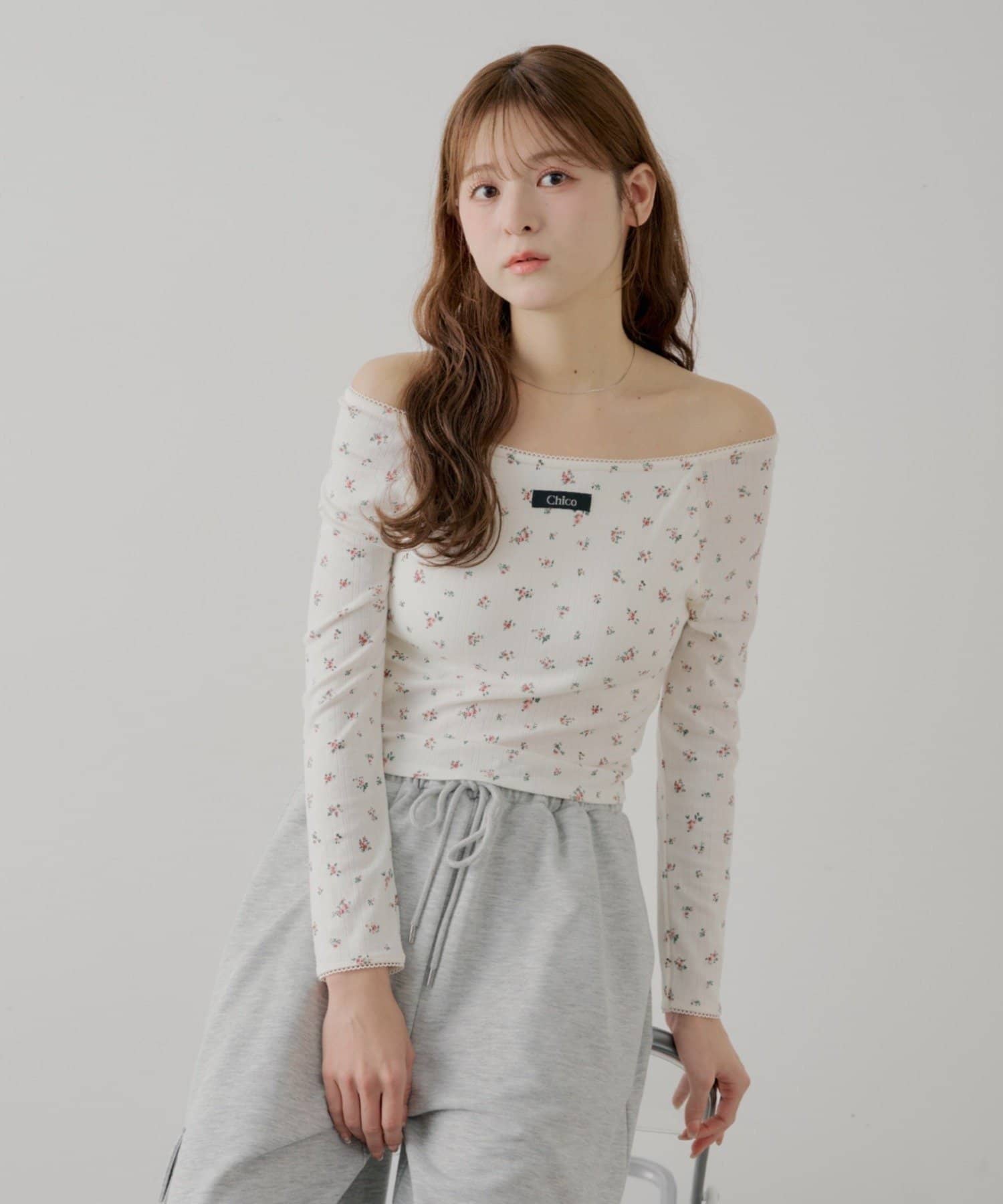 Chico(チコ) パターンメッシュカップ付レースコンパクトトップス