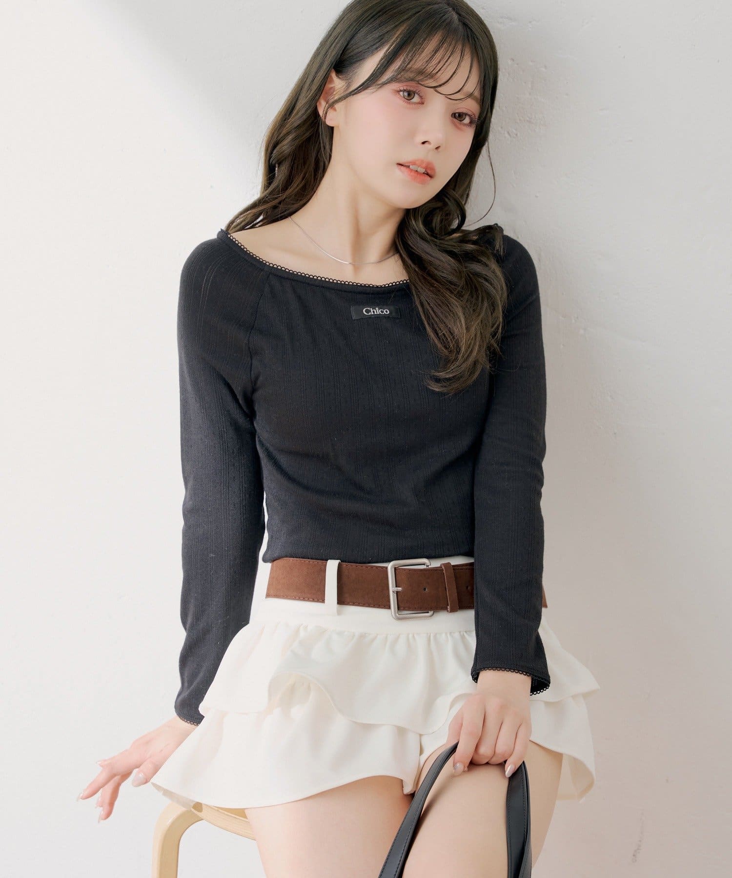 Chico(チコ) パターンメッシュカップ付レースコンパクトトップス