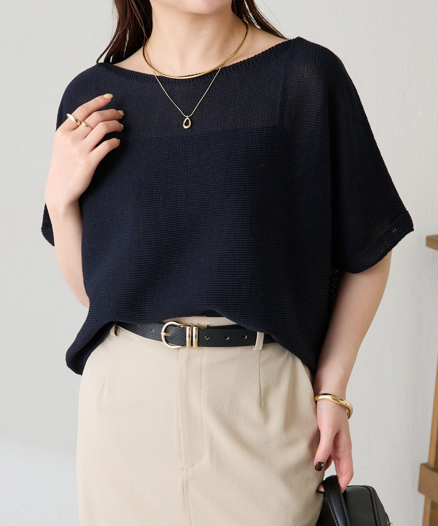 COLLAGE GALLARDAGALANTE(コラージュ ガリャルダガランテ) 【二の腕カバー】シャーリーカーンハーフスリーブニット