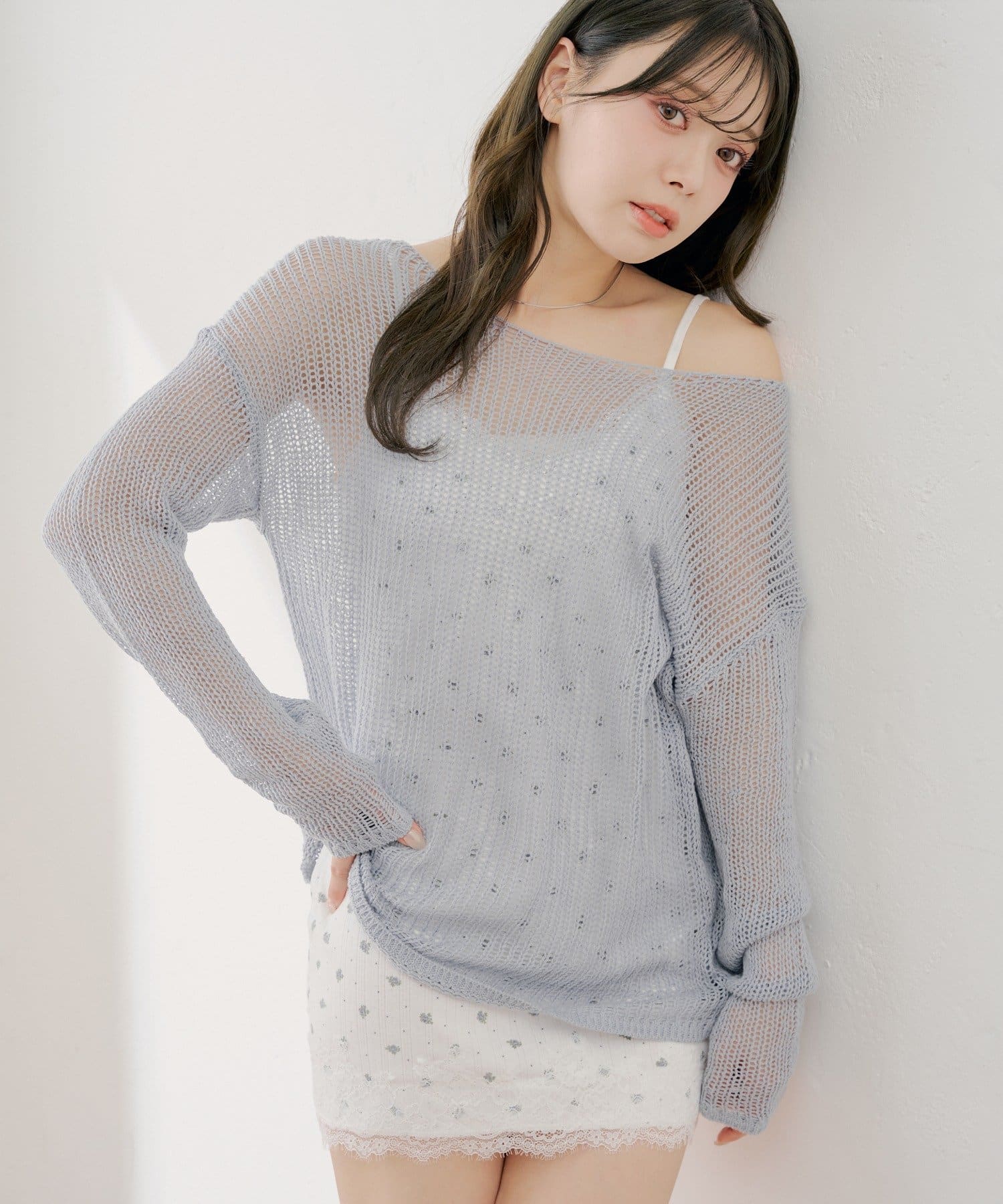 Chico(チコ) 花柄キャミワンピース+ルーズニットセット