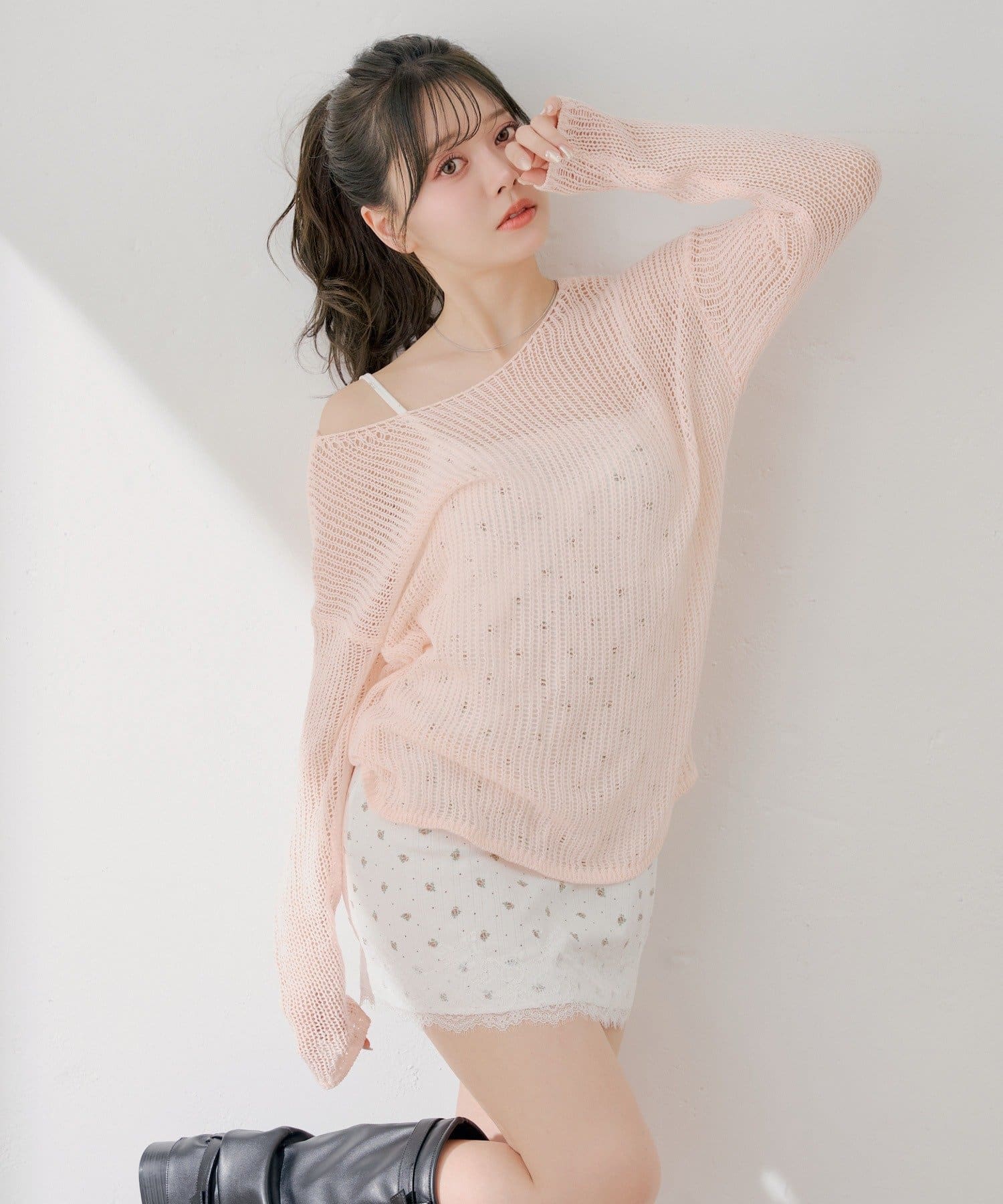 Chico(チコ) 花柄キャミワンピース+ルーズニットセット