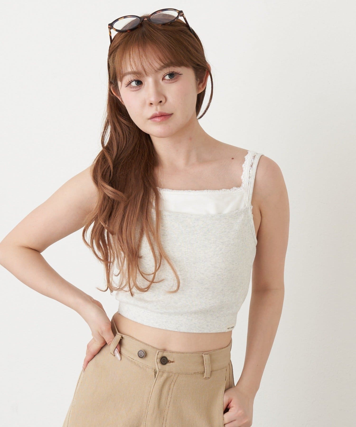 RAY CASSIN(レイカズン) レイヤードパット付キャミ