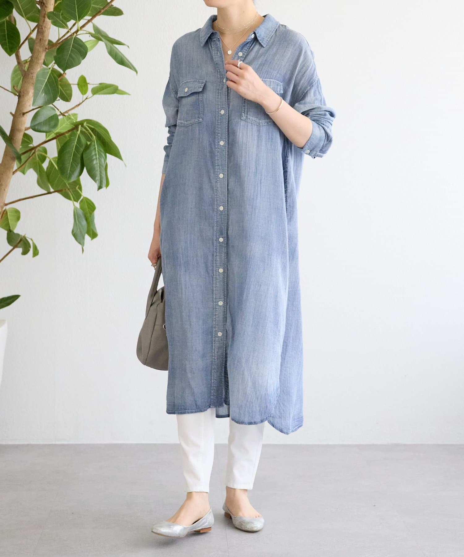 BEARDSLEY(ビアズリー) 《2/15(日)12：00予約開始》シフォンデニムシャツワンピース