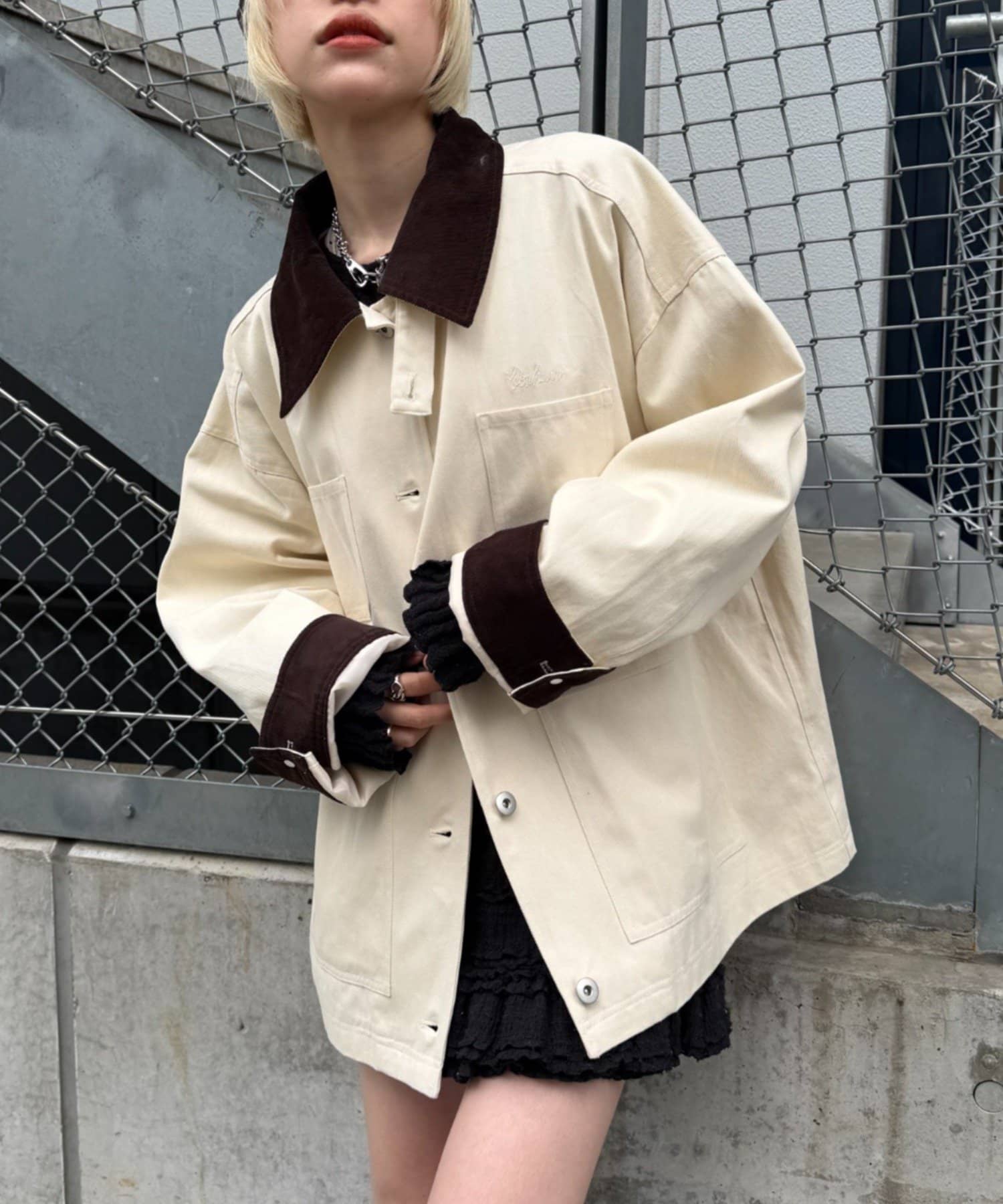 w closet(ダブルクローゼット) 配色カバーオール