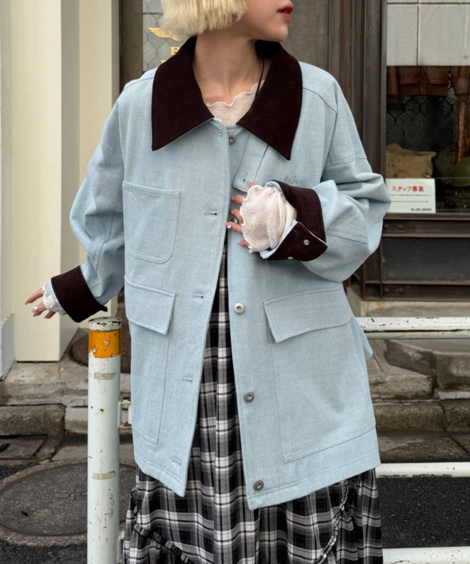 w closet(ダブルクローゼット) 配色カバーオール