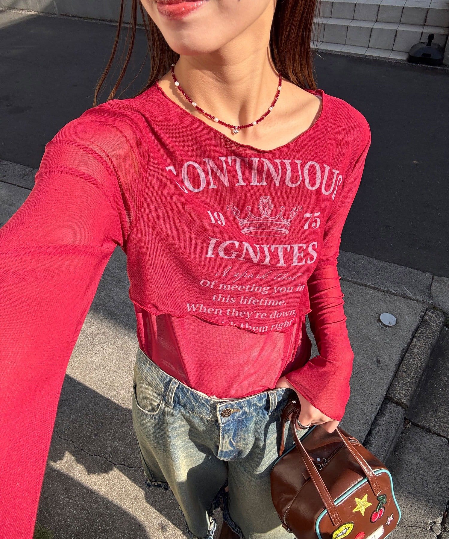 CIAOPANIC(チャオパニック) レイヤードデザインメッシュロゴトップス