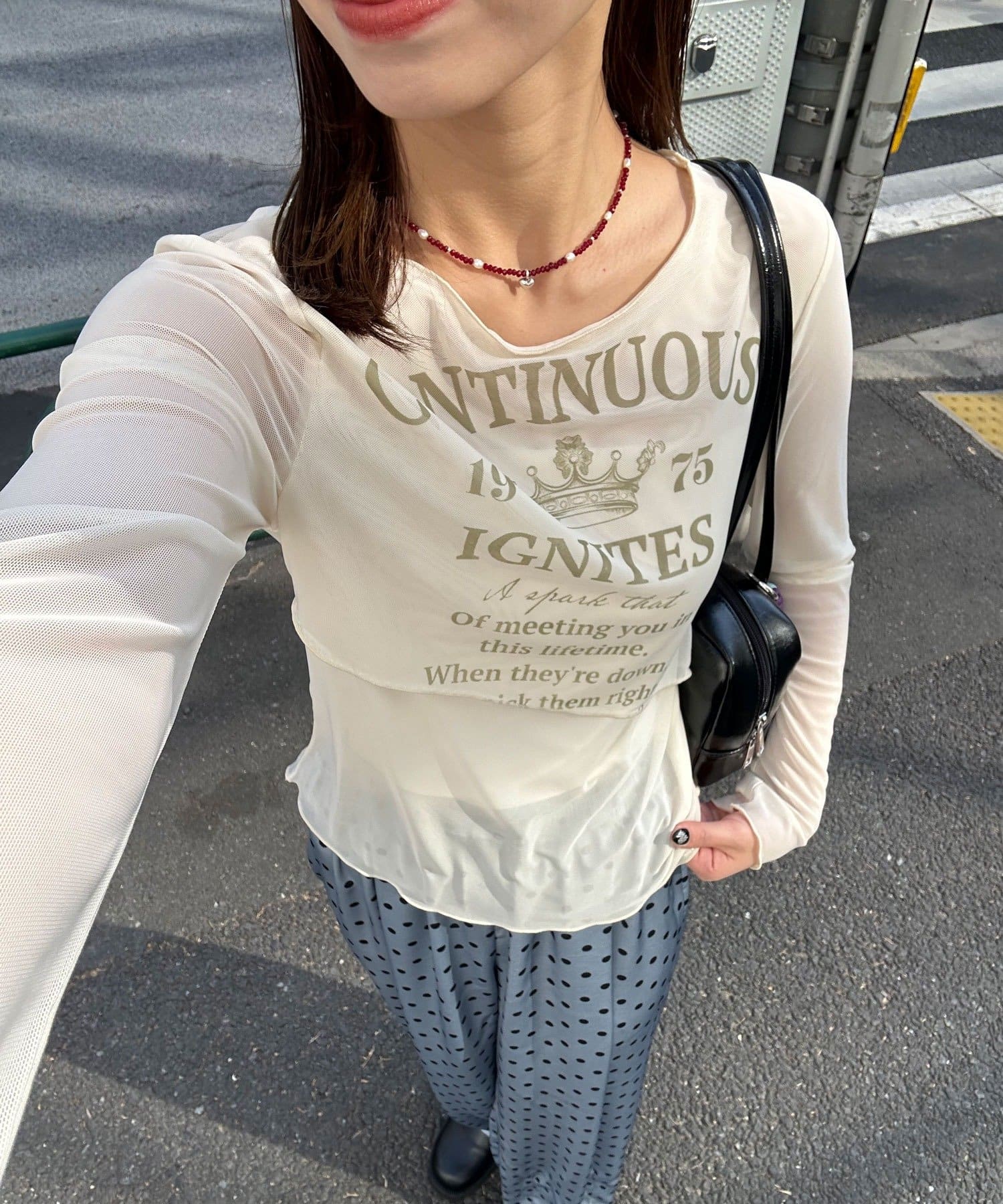 CIAOPANIC(チャオパニック) レイヤードデザインメッシュロゴトップス