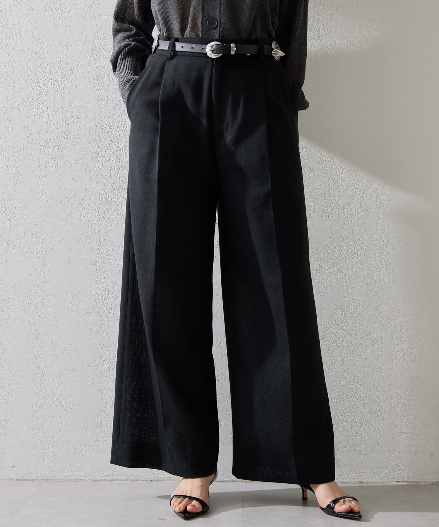 Whim Gazette(ウィム ガゼット) リネンライクワイドパンツ