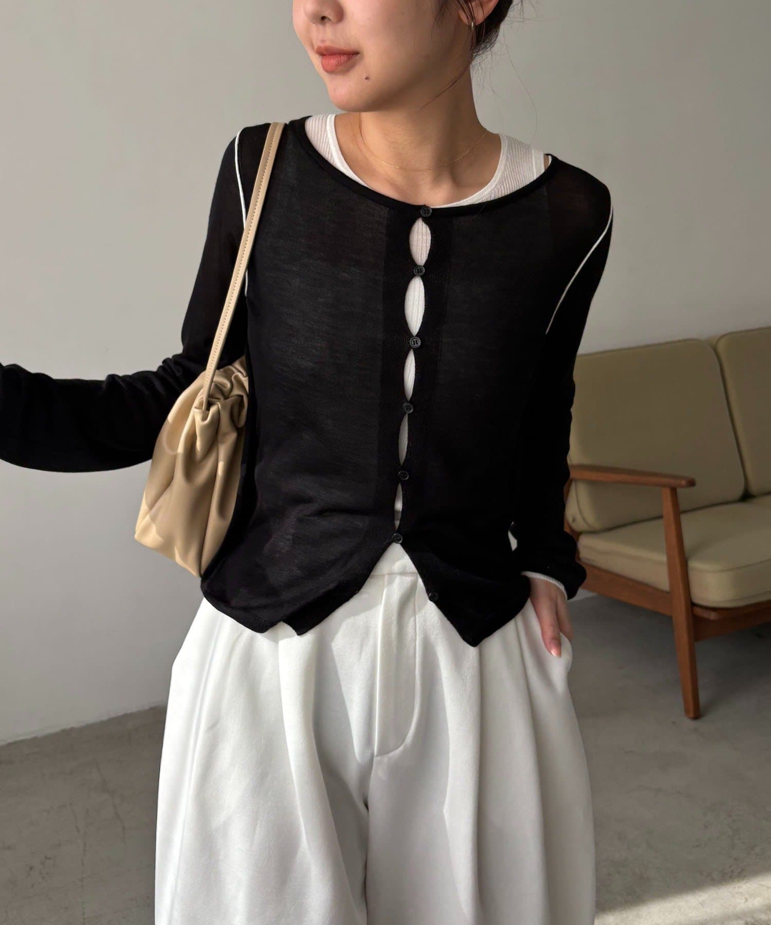 CAPRICIEUX LE'MAGE(カプリシュレマージュ) タンクSETアームラインカーディガン