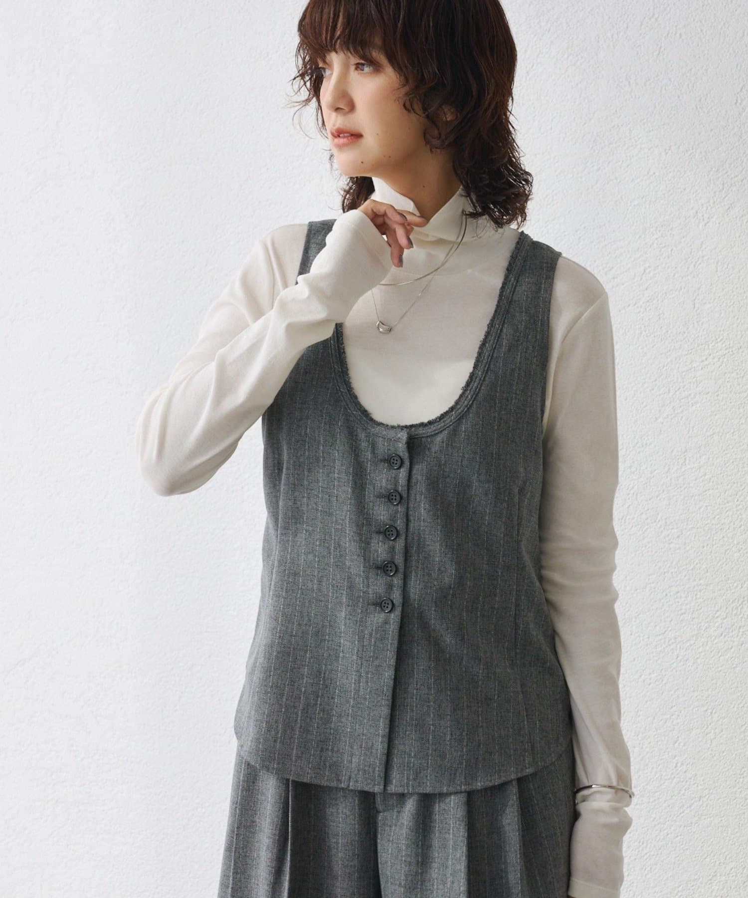 OUTLET(アウトレット) 【RIVE DROITE】ウーリーツイルジレ