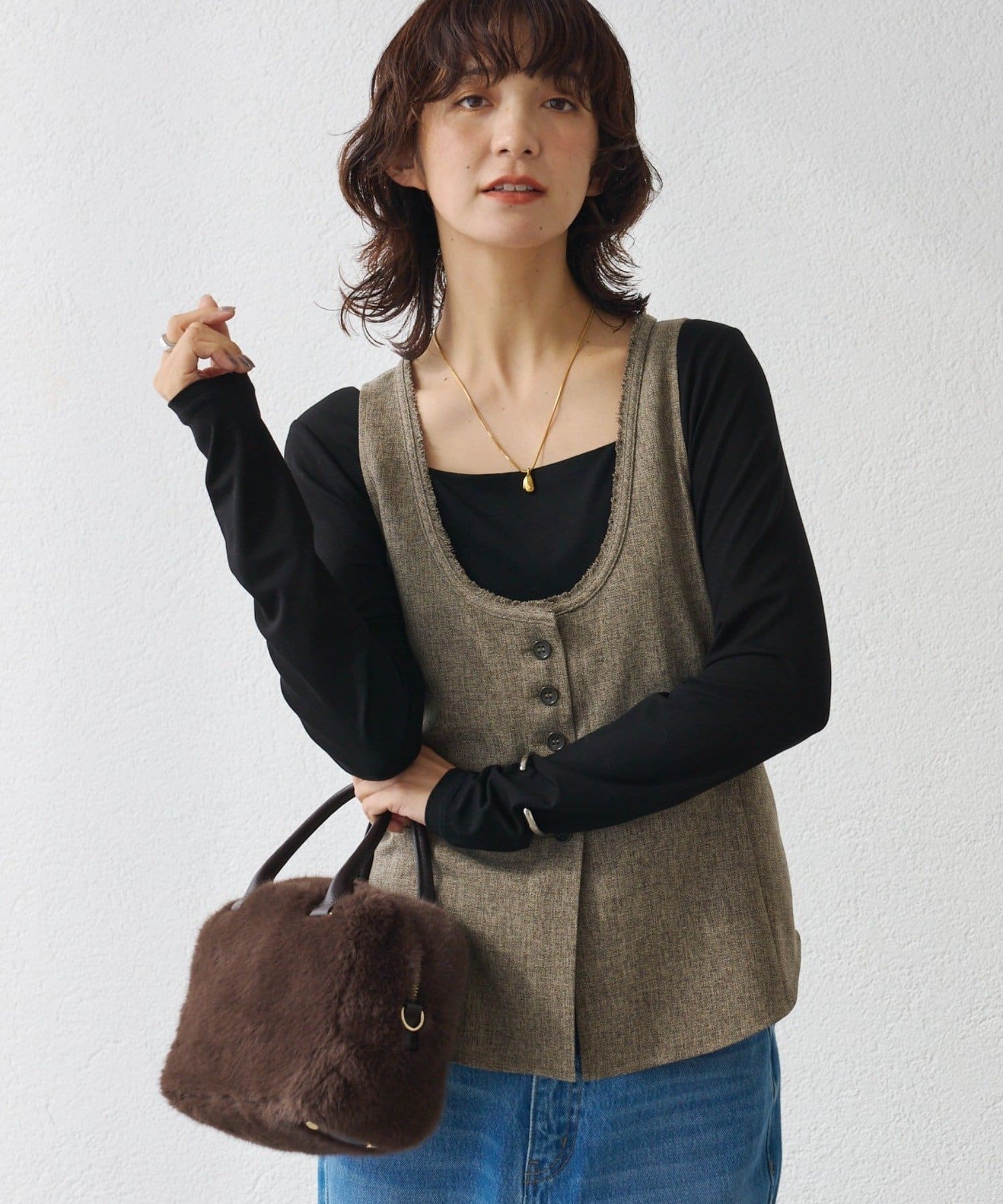 OUTLET(アウトレット) 【RIVE DROITE】ウーリーツイルジレ