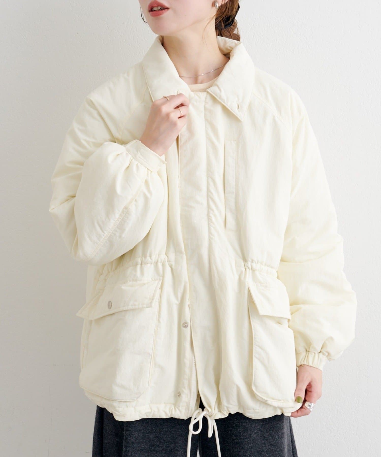 OUTLET(アウトレット) 【Kastane】ウエストギャザーナイロンコート