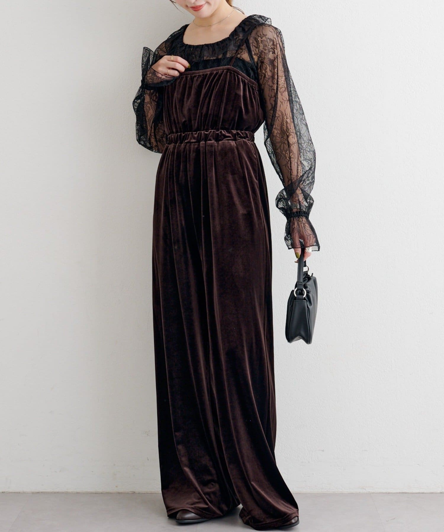 OUTLET(アウトレット) 【Kastane】 レーストップスSETベロアコンビネゾン