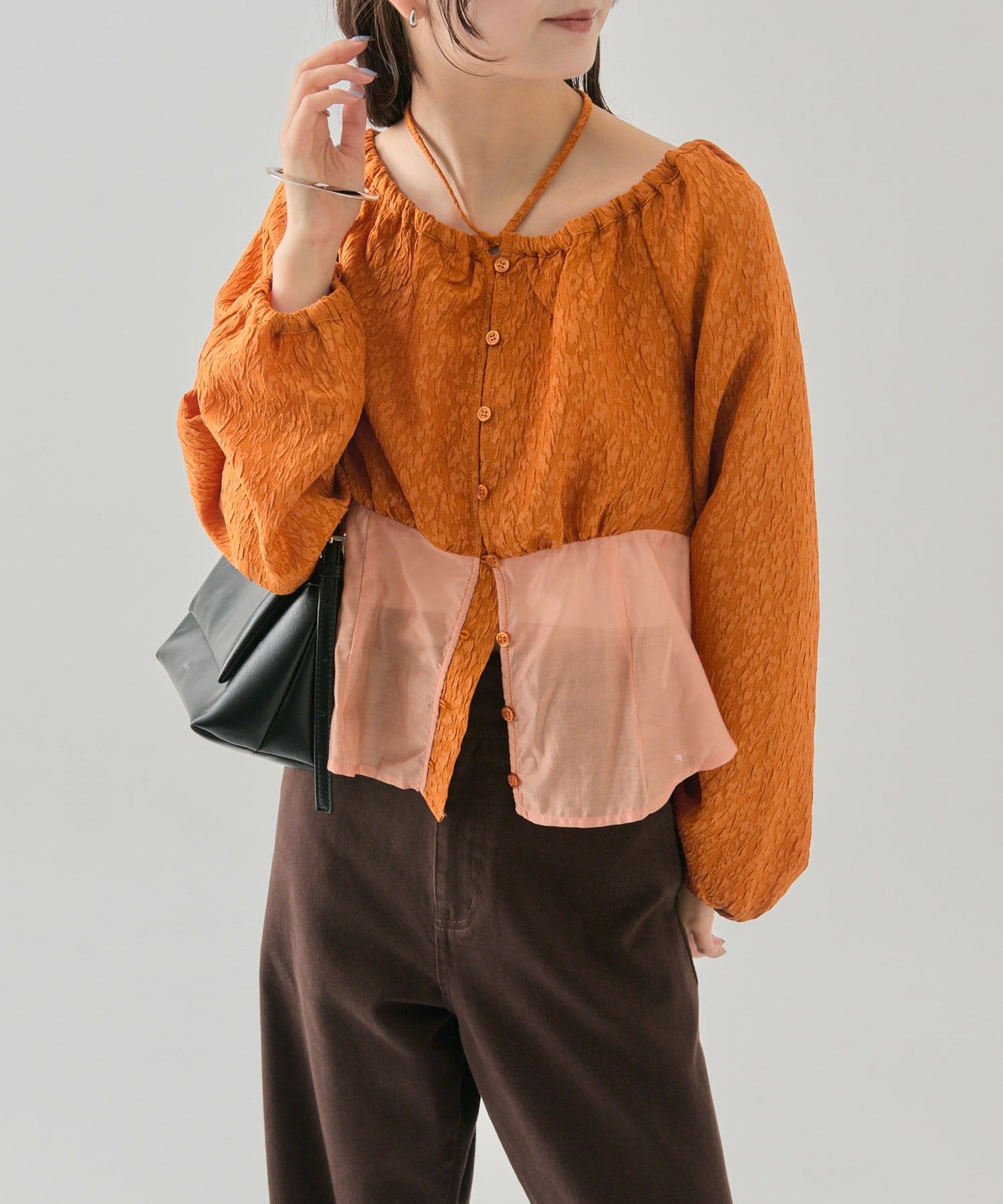 OUTLET(アウトレット) 【mystic】シアーコルセットブラウス