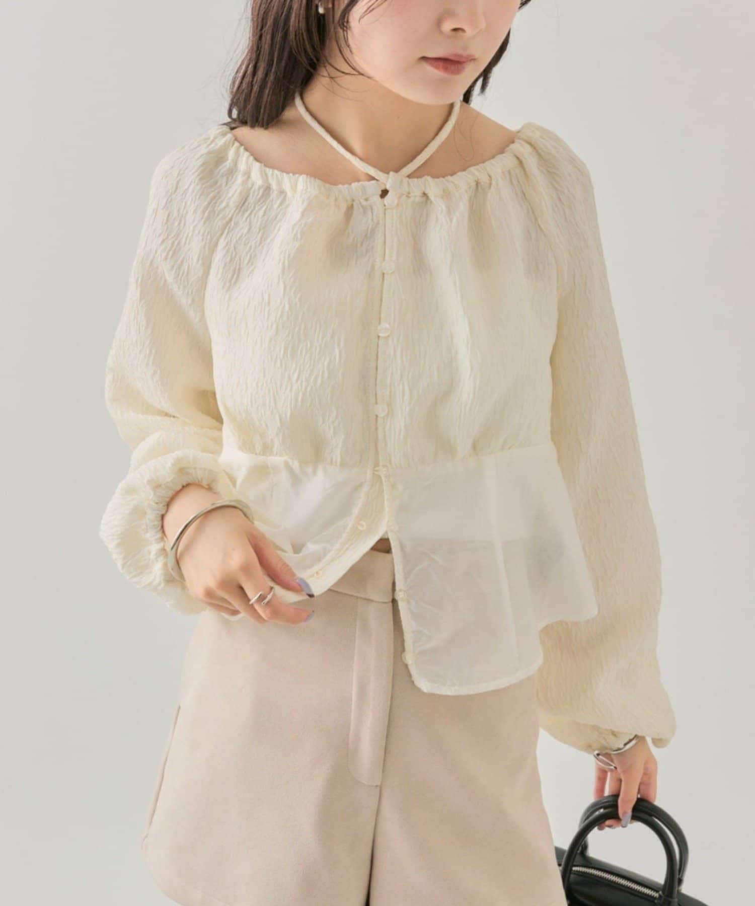 OUTLET(アウトレット) 【mystic】シアーコルセットブラウス