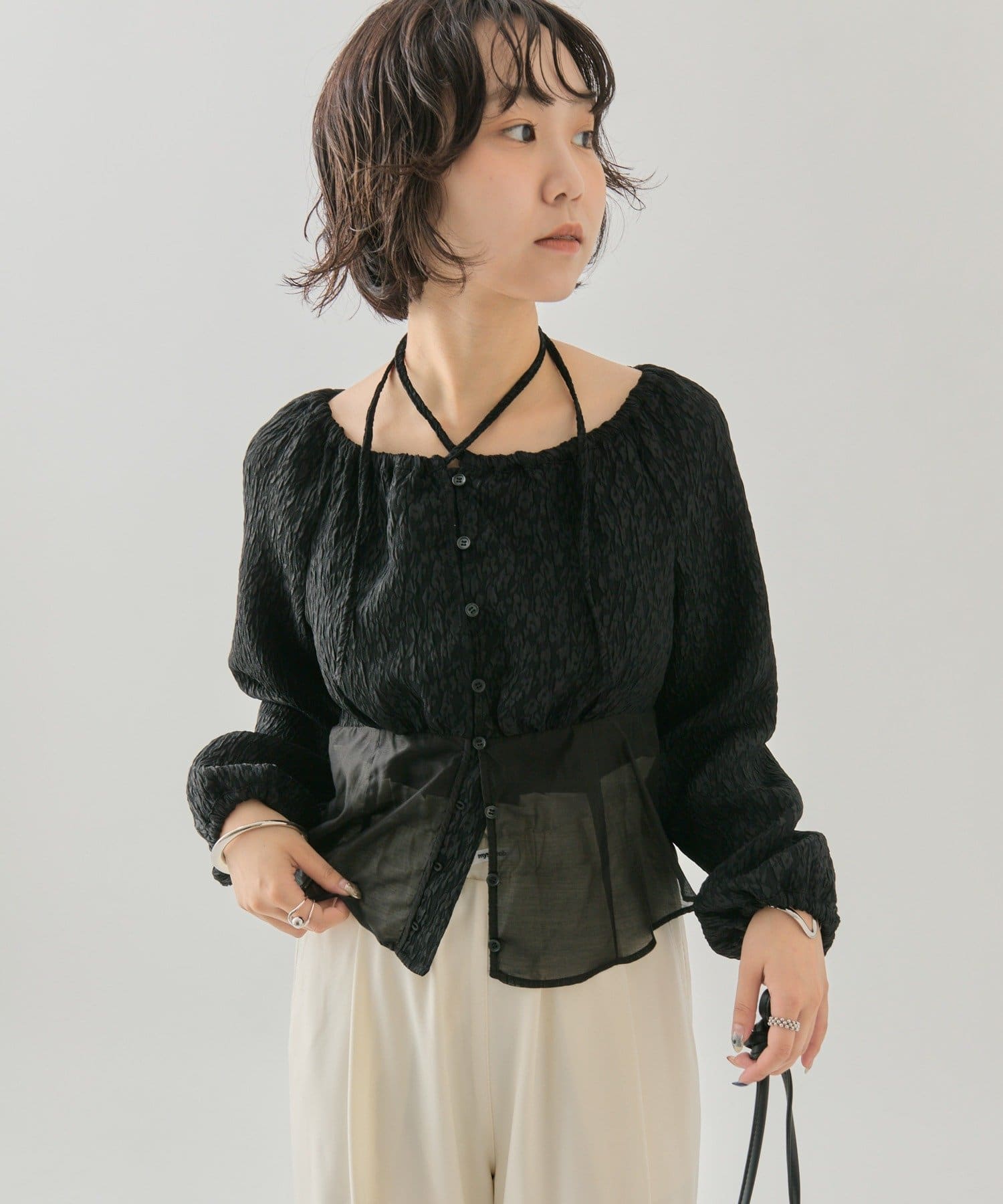 OUTLET(アウトレット) 【mystic】シアーコルセットブラウス