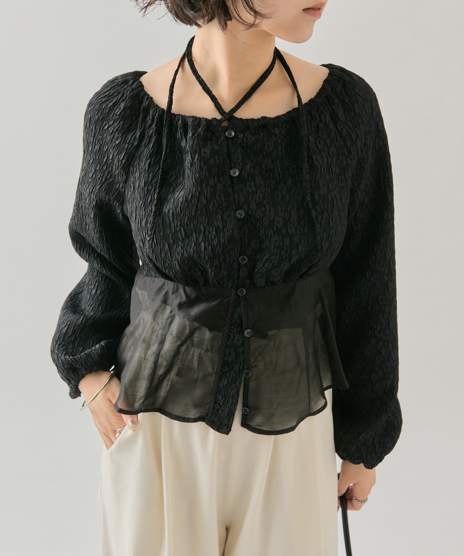 OUTLET(アウトレット) 【mystic】シアーコルセットブラウス