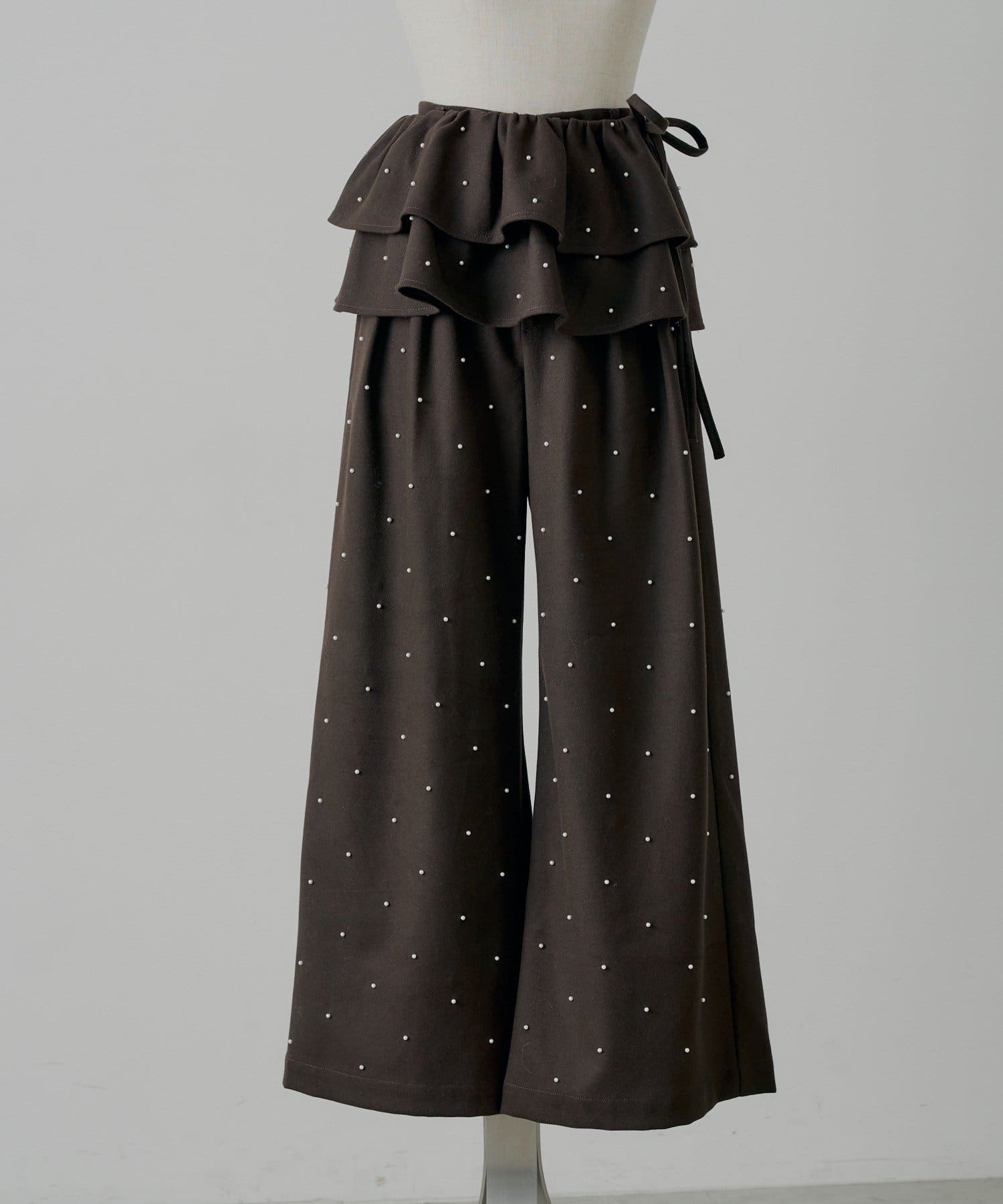 OUTLET(アウトレット) 【Chico】取り外しフリル＋パールルーズスラックスパンツ