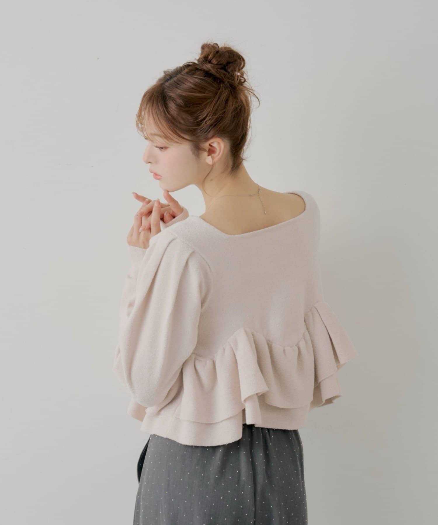 OUTLET(アウトレット) 【Chico】ラメベロアモールスクエアパフペプラム