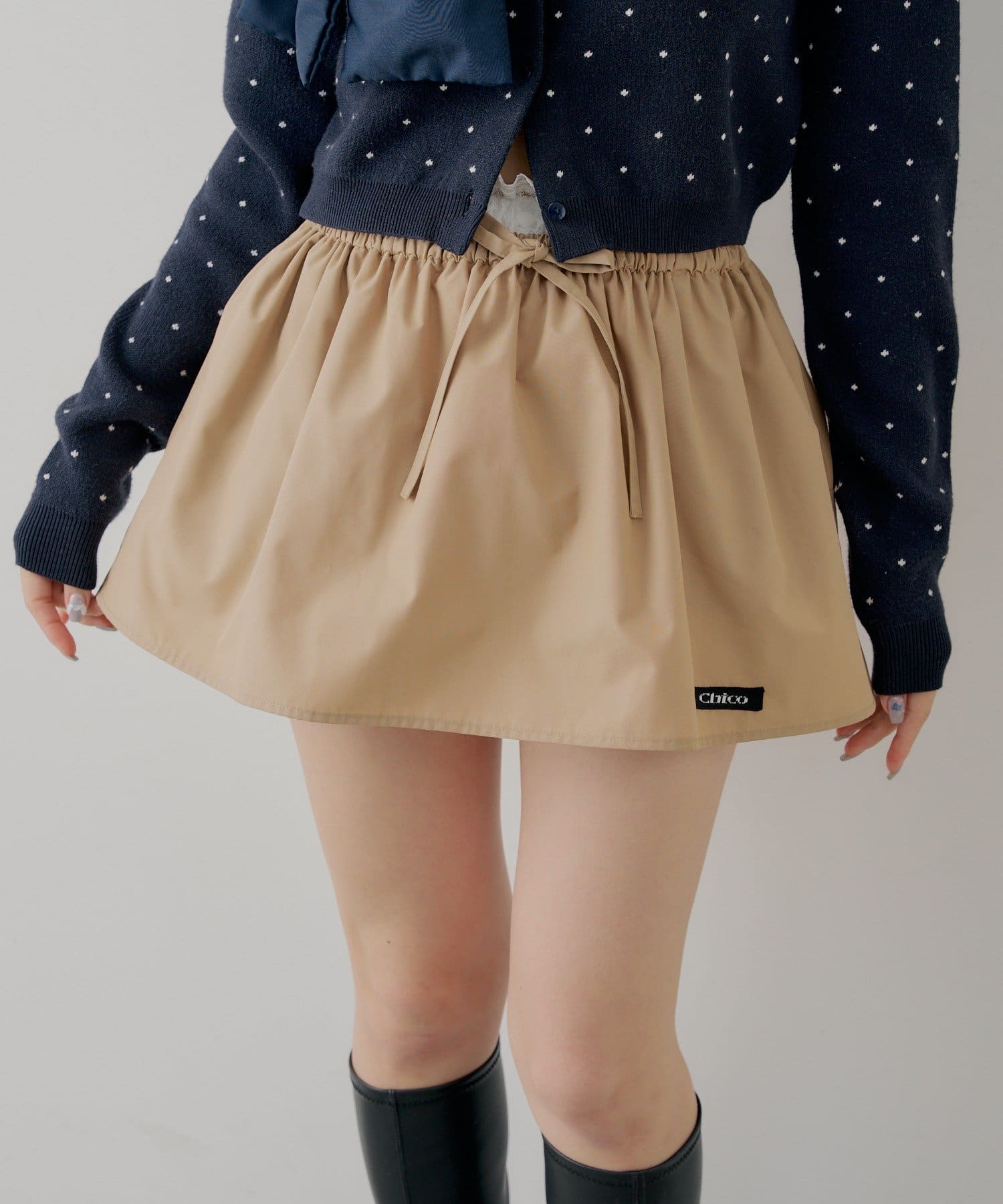 OUTLET(アウトレット) 【Chico】【セットアップ対応】レースレイヤードフレアミニスカート