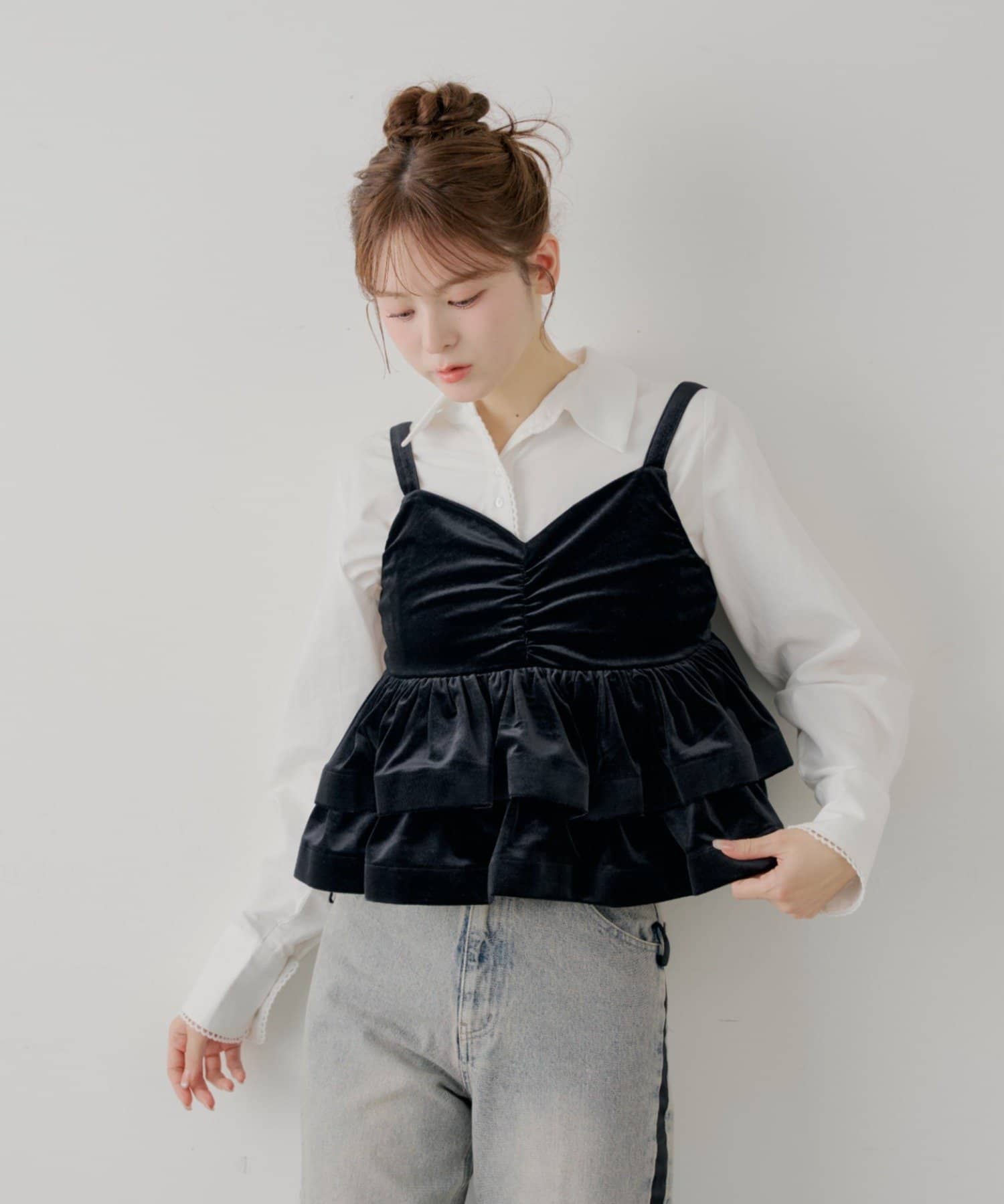 Chico】ベロア刺繍ラッフルビスチェ | OUTLET(アウトレット)レディース
