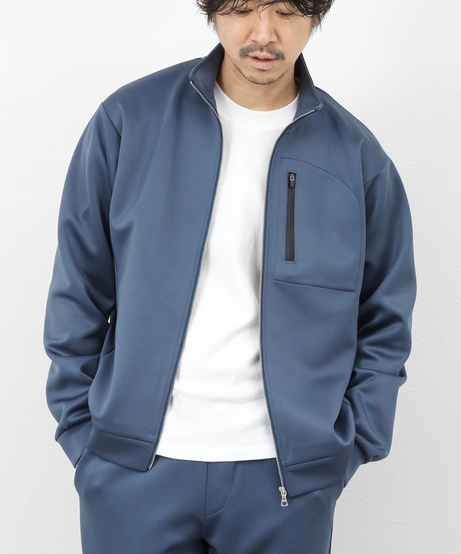 NOLLEY'S(ノーリーズ) 《セットアップ対応》ダブルニットZIPスタンドカラー