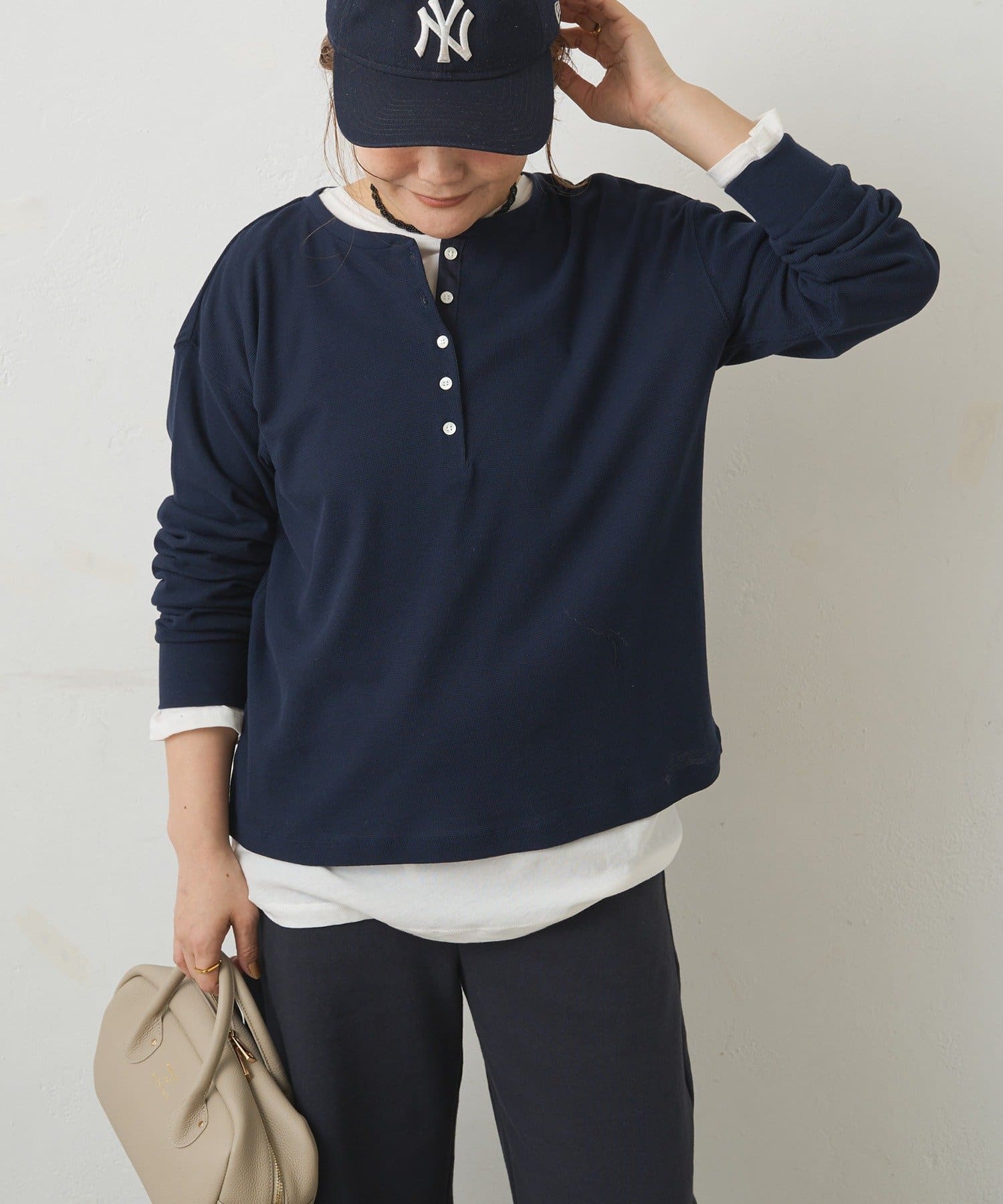 PUAL CE CIN(ピュアルセシン) 前後2WAYシアーワッフルカットソー