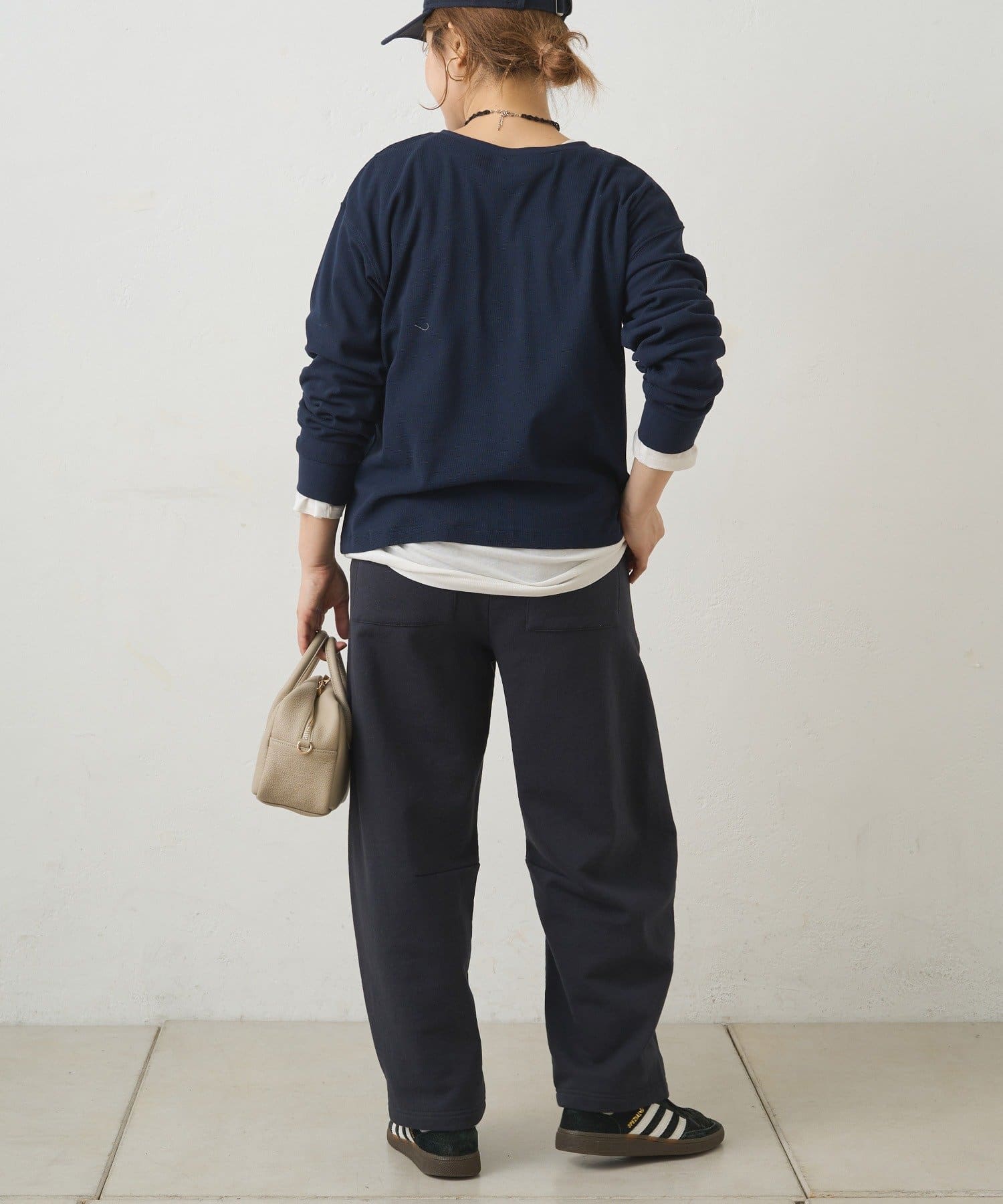 PUAL CE CIN(ピュアルセシン) 前後2WAYシアーワッフルカットソー