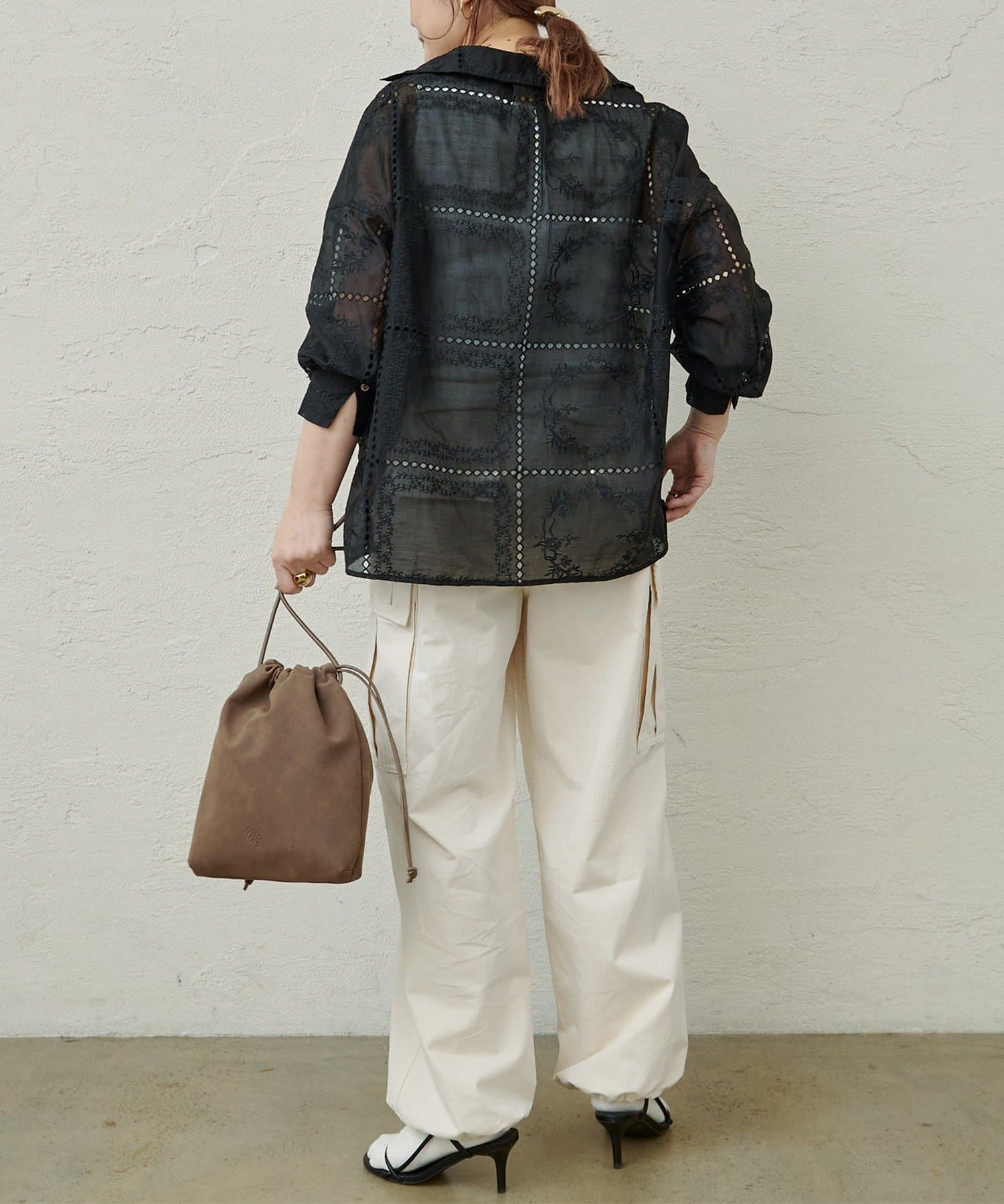 PUAL CE CIN(ピュアルセシン) パッチワーク刺繍レースブラウス