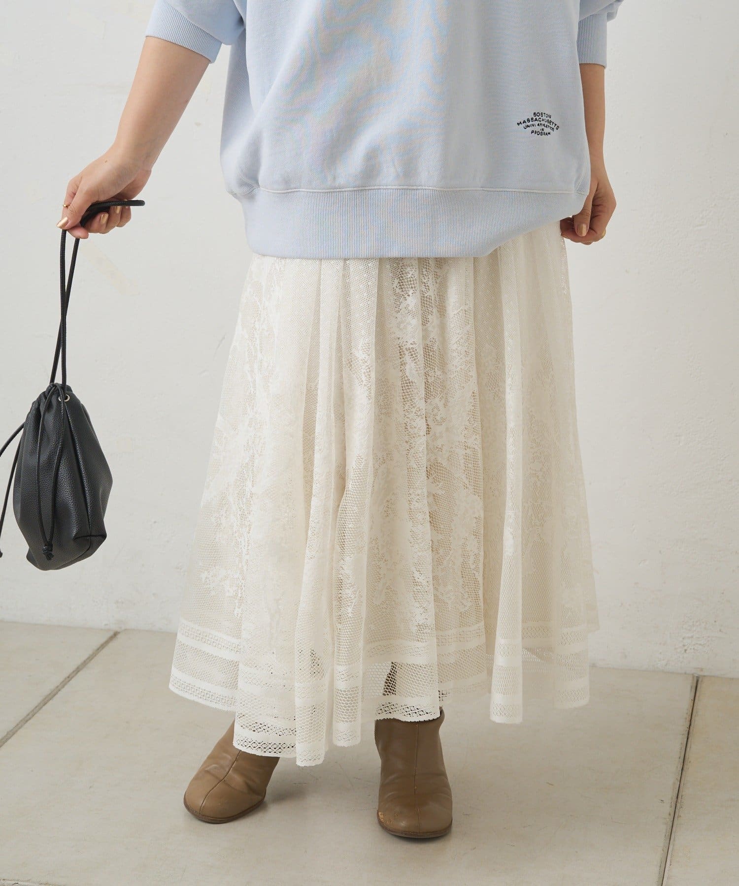 PUAL CE CIN(ピュアルセシン) 【手洗い可能】成形レース スカート