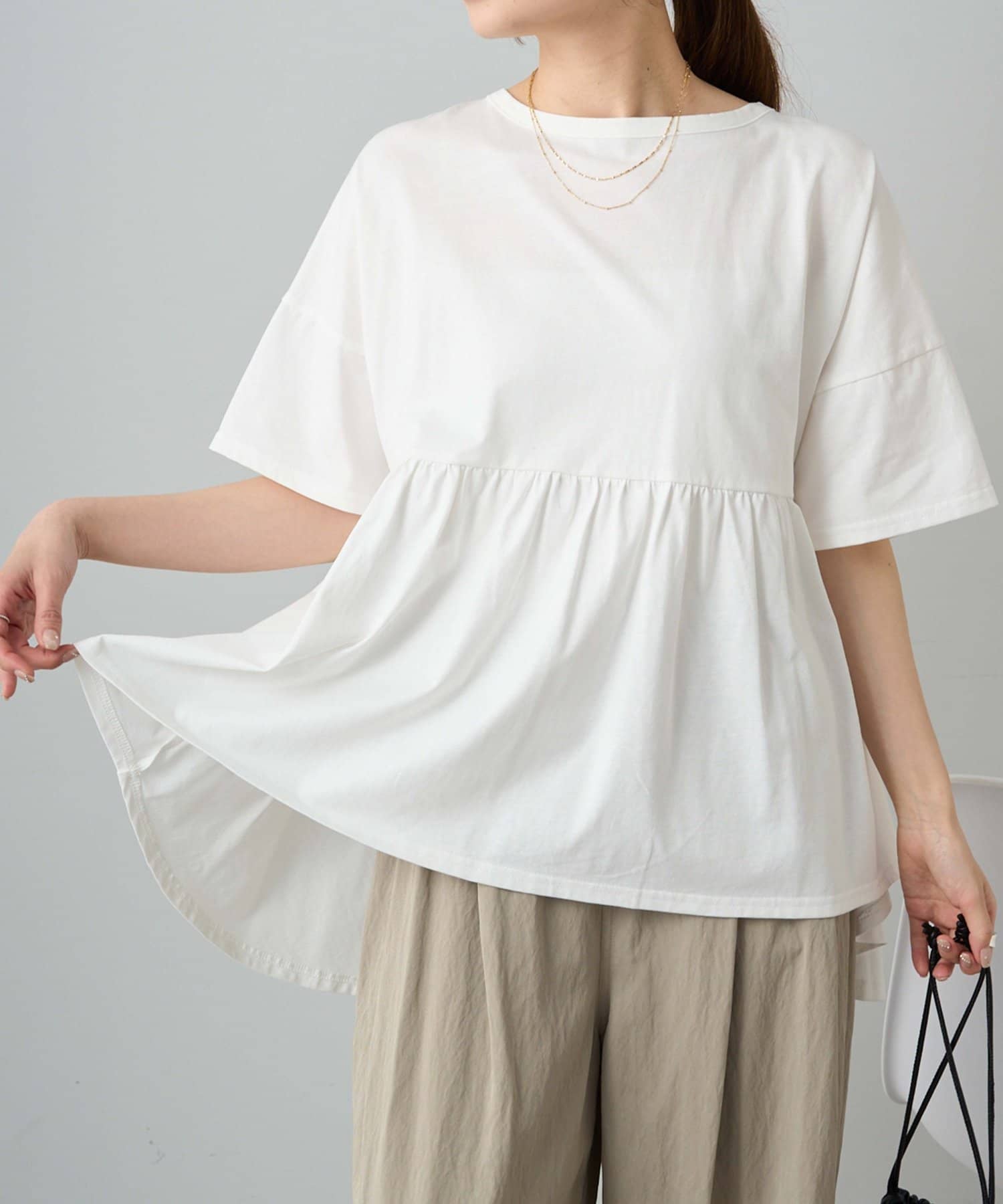 PUAL CE CIN(ピュアルセシン) 《リバイバル》【WEB限定/Du noir】バックリボンペプラムTシャツ