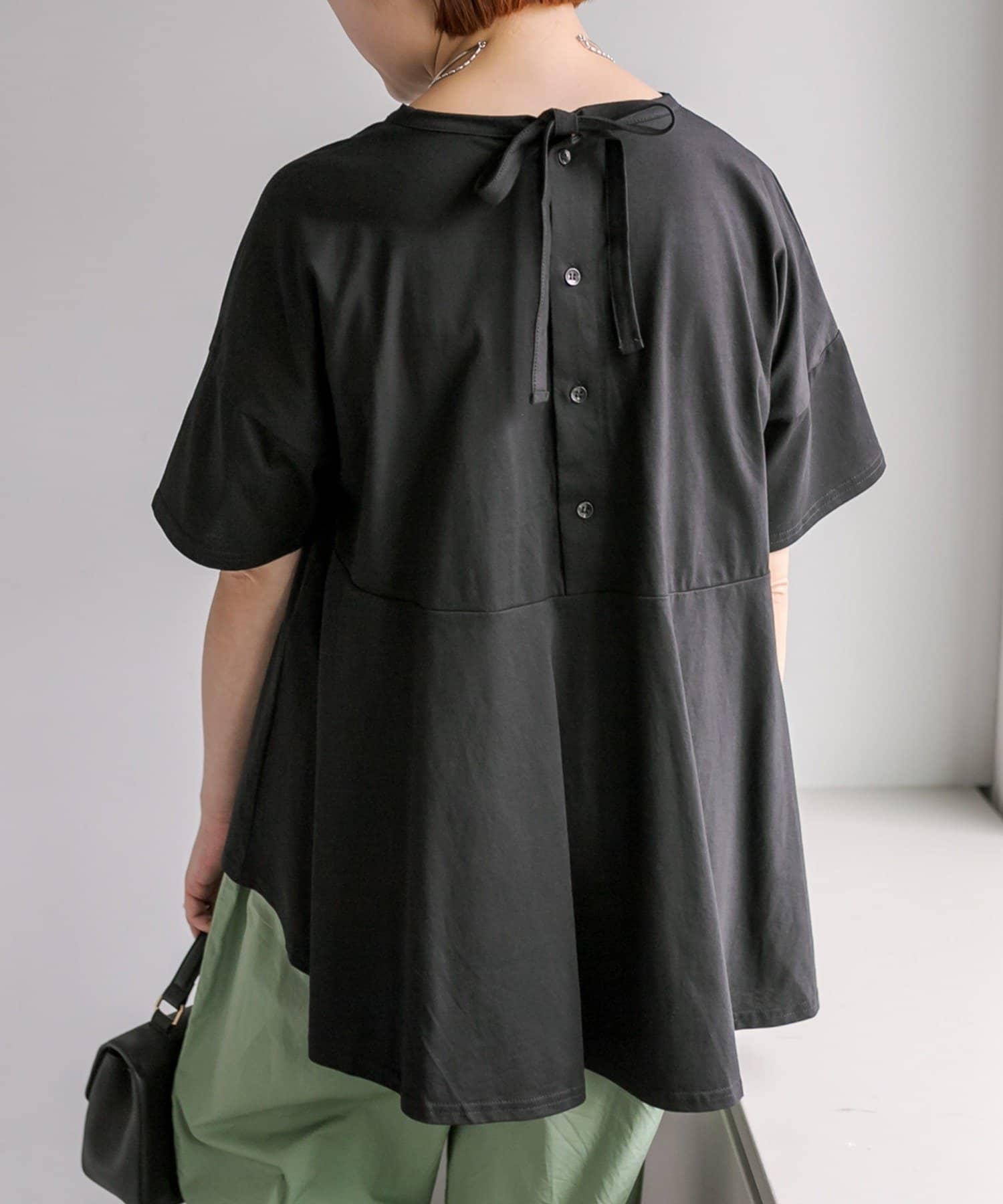 PUAL CE CIN(ピュアルセシン) 《リバイバル》【WEB限定/Du noir】バックリボンペプラムTシャツ