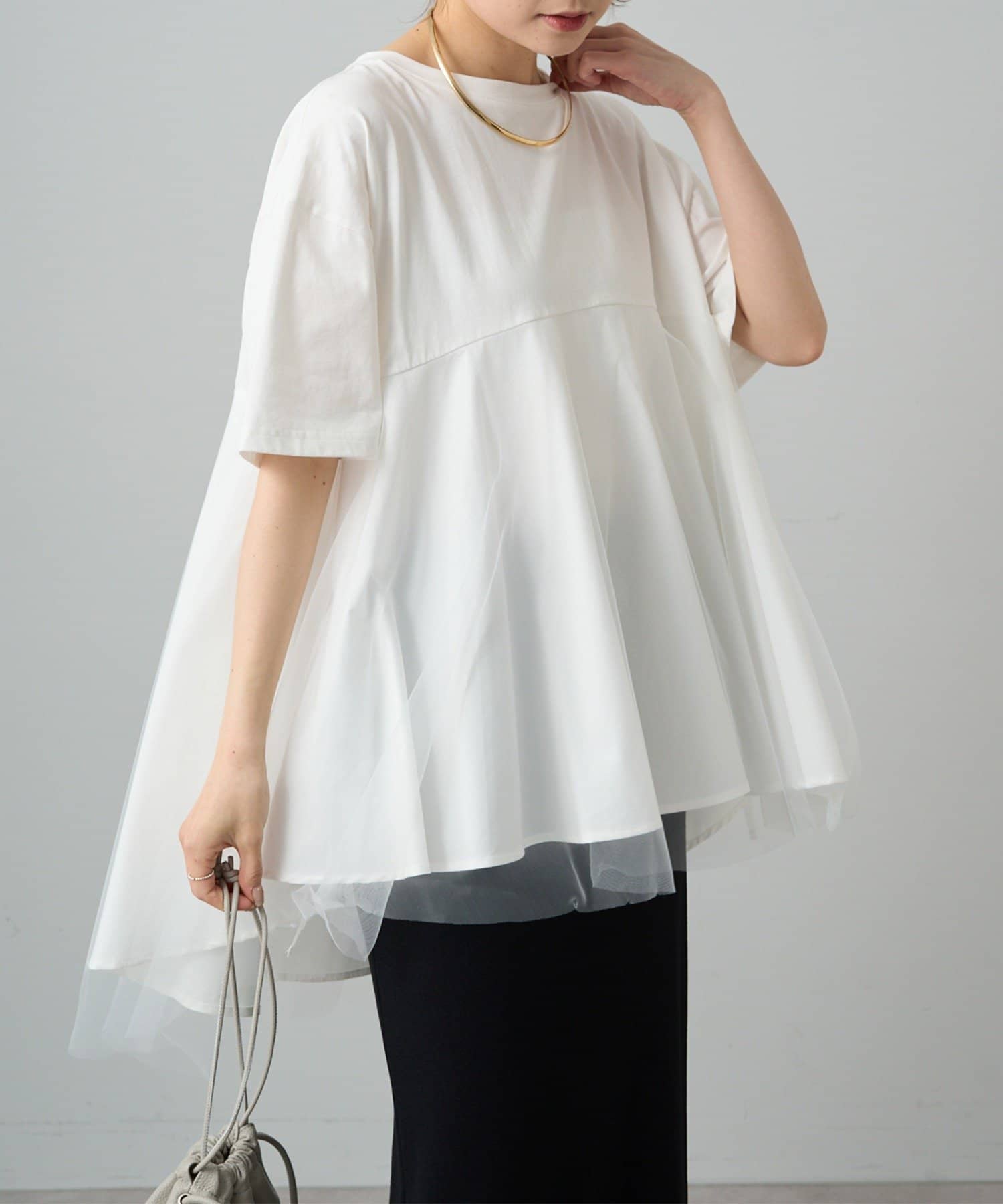 PUAL CE CIN(ピュアルセシン) 《リバイバル》【WEB限定/Du noir】チュールドッキングTシャツ