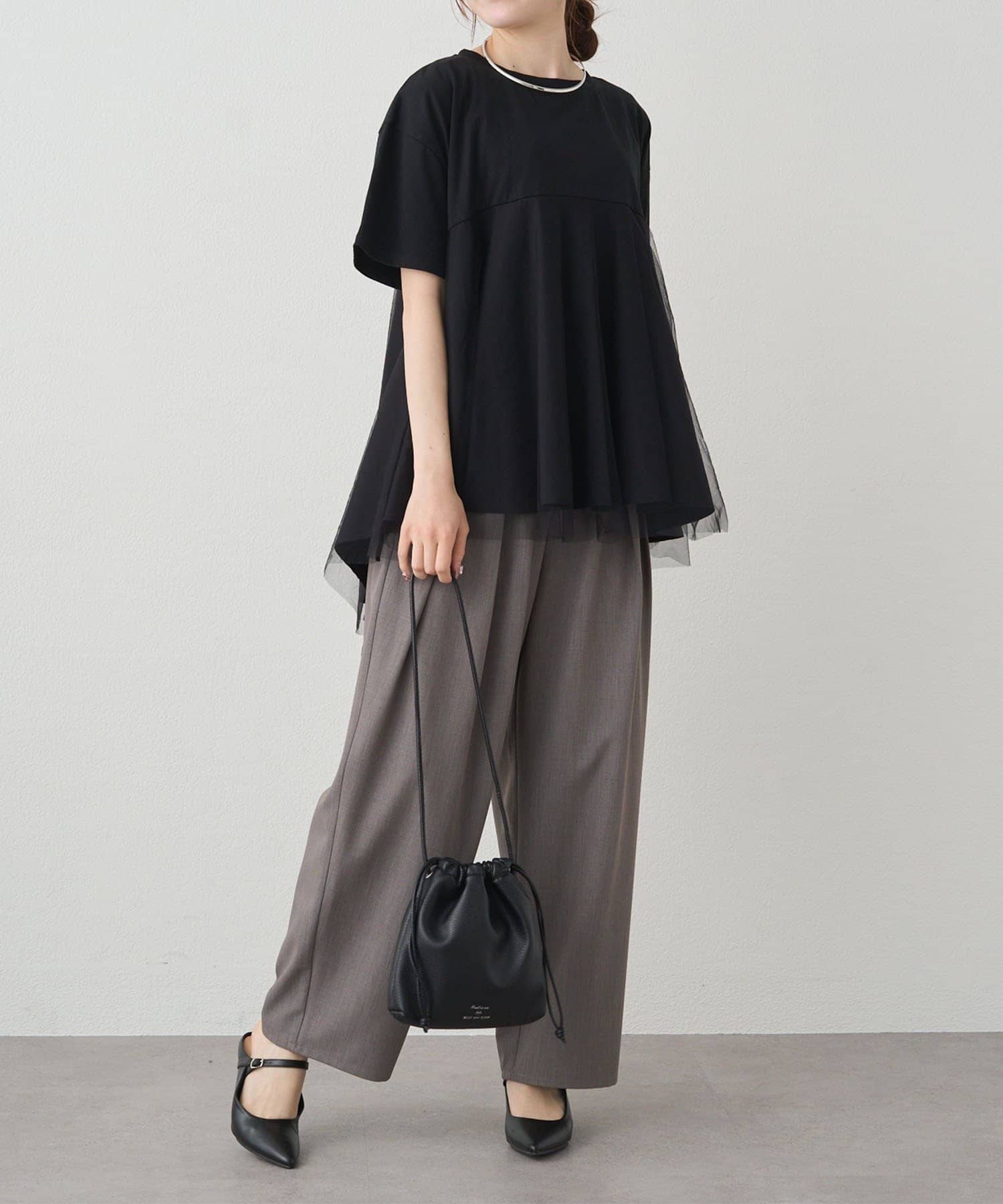 PUAL CE CIN(ピュアルセシン) 《リバイバル》【WEB限定/Du noir】チュールドッキングTシャツ