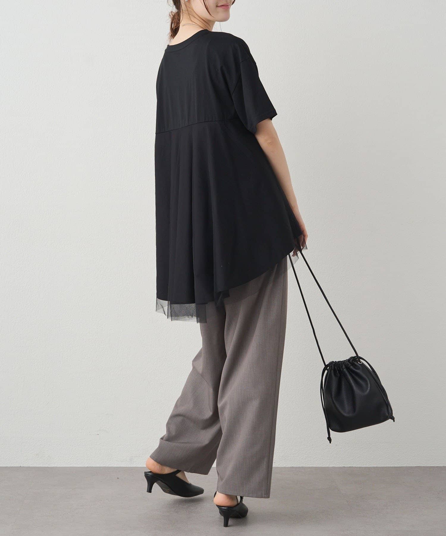 PUAL CE CIN(ピュアルセシン) 《リバイバル》【WEB限定/Du noir】チュールドッキングTシャツ