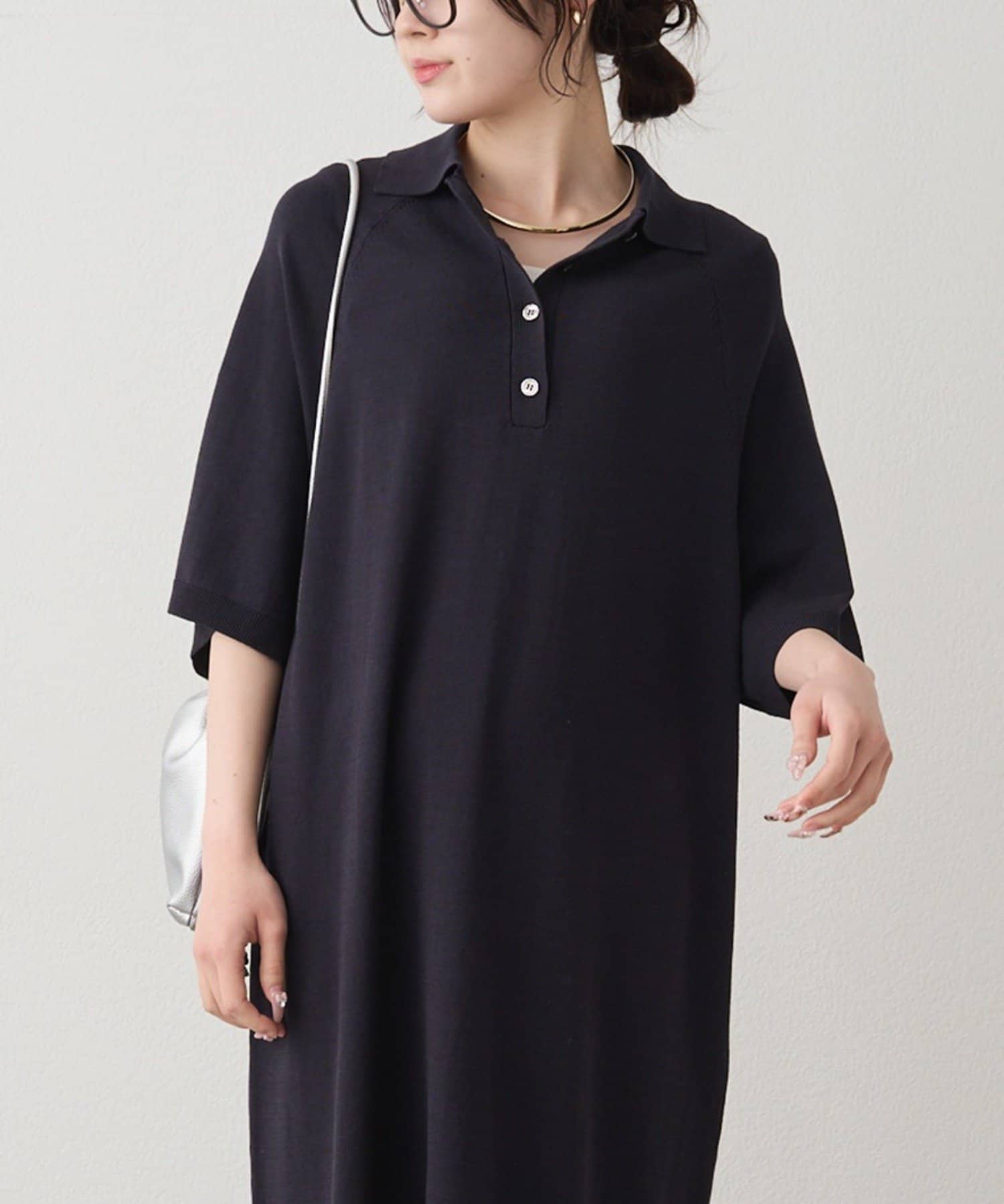 PUAL CE CIN(ピュアルセシン) ニットポロワンピース