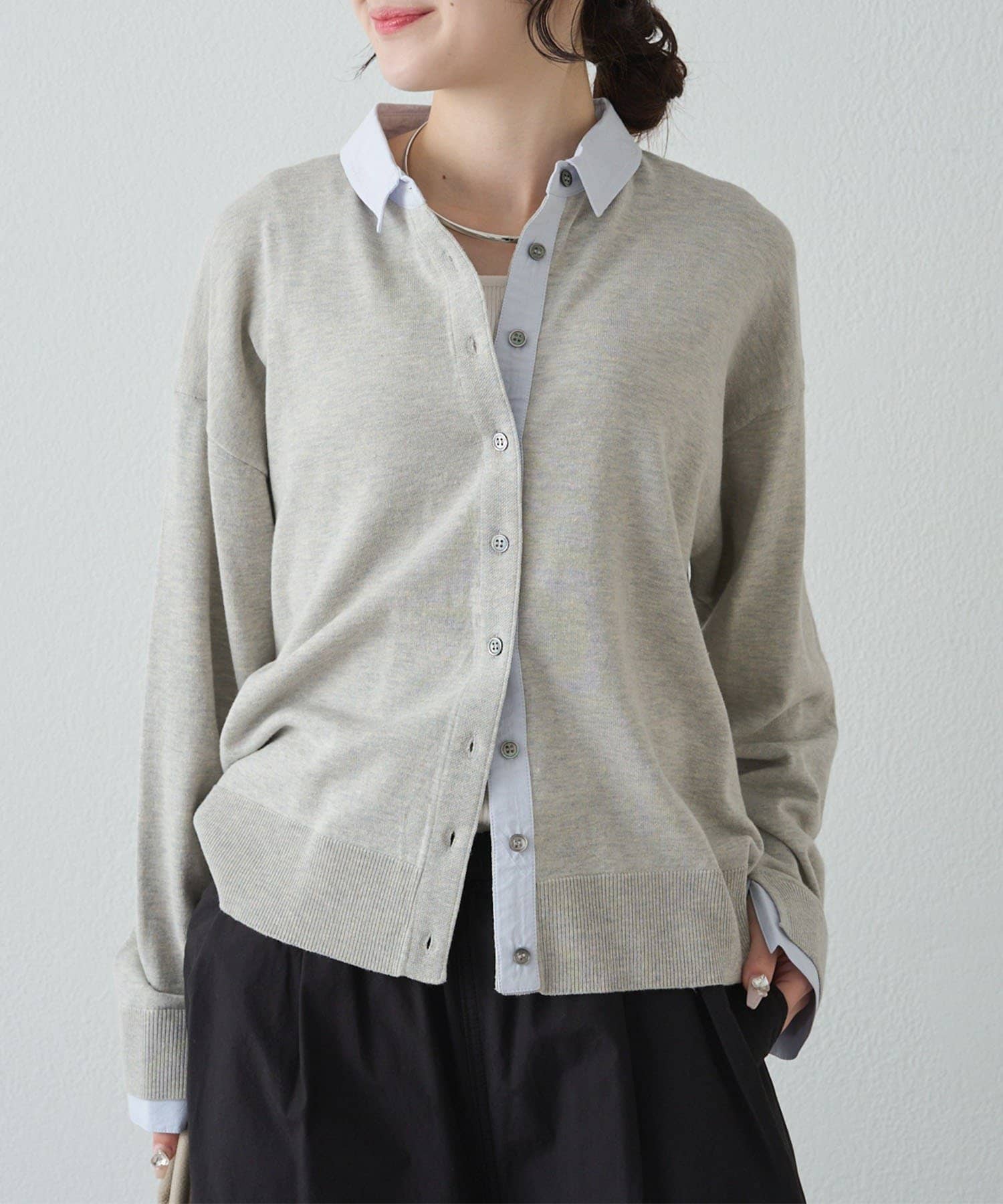 PUAL CE CIN(ピュアルセシン) ブラウスレイヤード風カーディガン