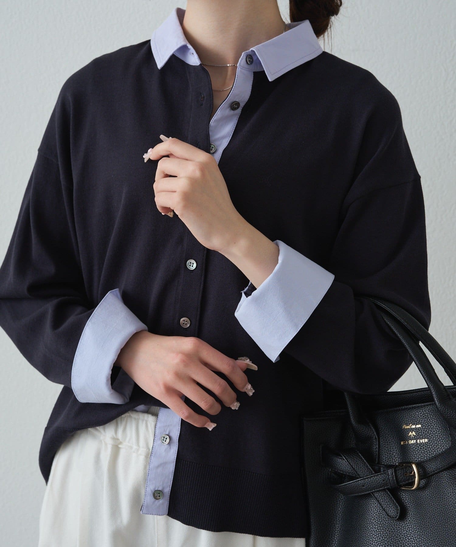 PUAL CE CIN(ピュアルセシン) ブラウスレイヤード風カーディガン