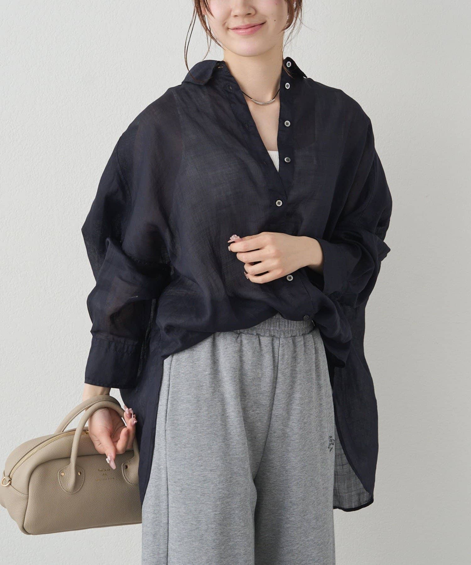 PUAL CE CIN(ピュアルセシン) 【新色登場/リバイバル】ラミーオーバーシャツブラウス