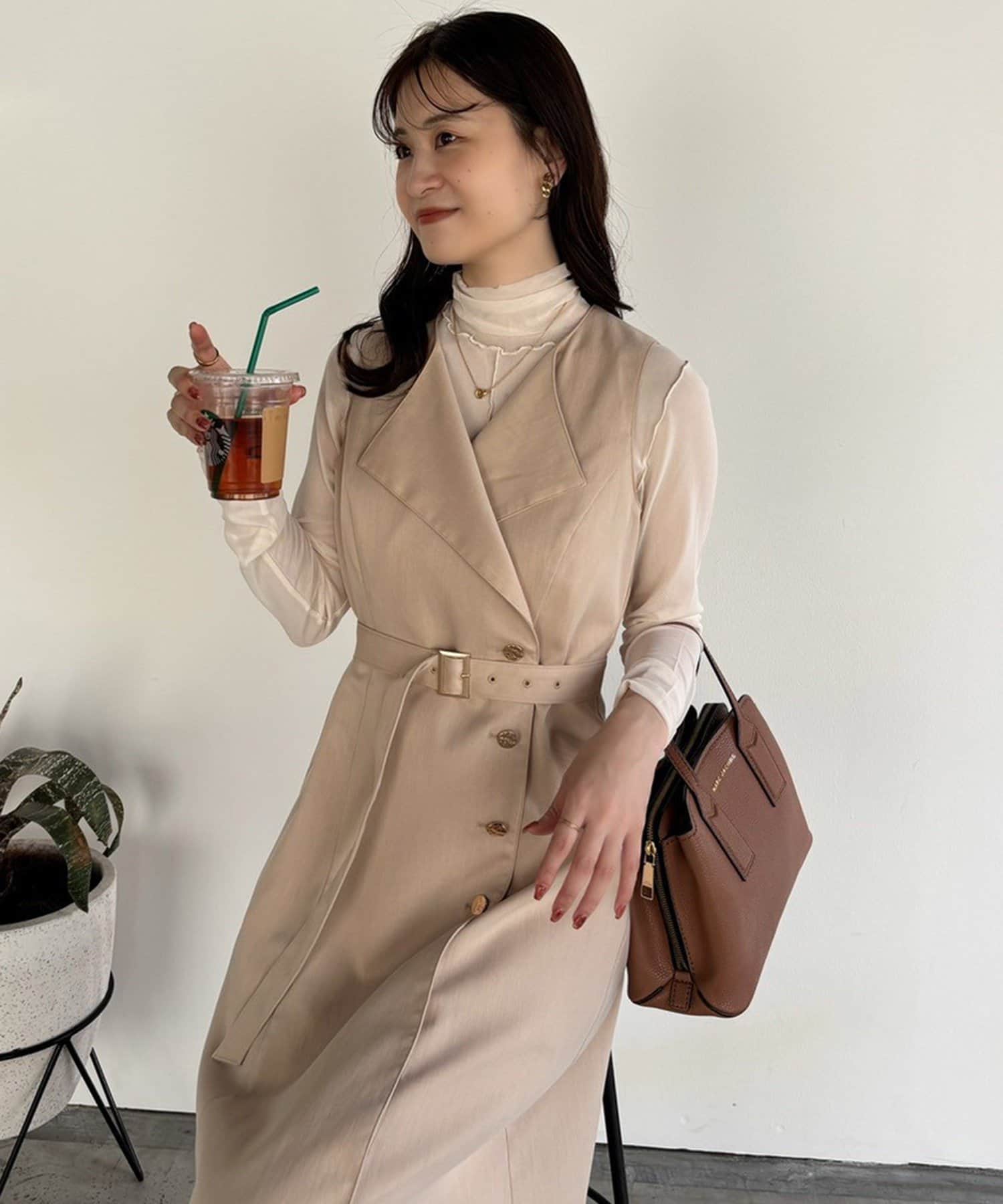 NICE CLAUP / OLIVE des OLIVE OUTLET(ナイスクラップ  / オリーブ デ オリーブ アウトレット) 【one after another】ノースリロングジレワンピ