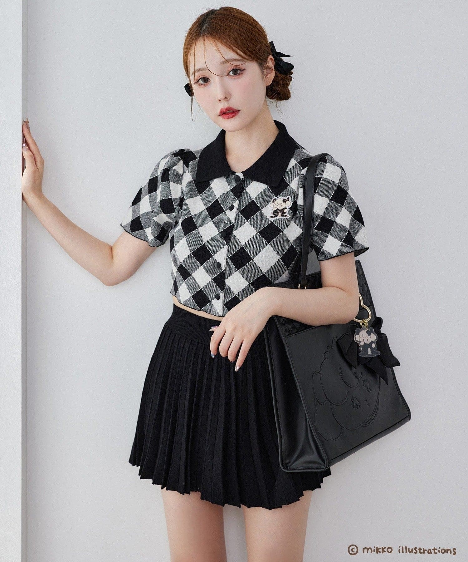 NICE CLAUP / OLIVE des OLIVE OUTLET(ナイスクラップ  / オリーブ デ オリーブ アウトレット) 【one after another】【mikko コラボ】刺繍入りポロ衿セットアップ