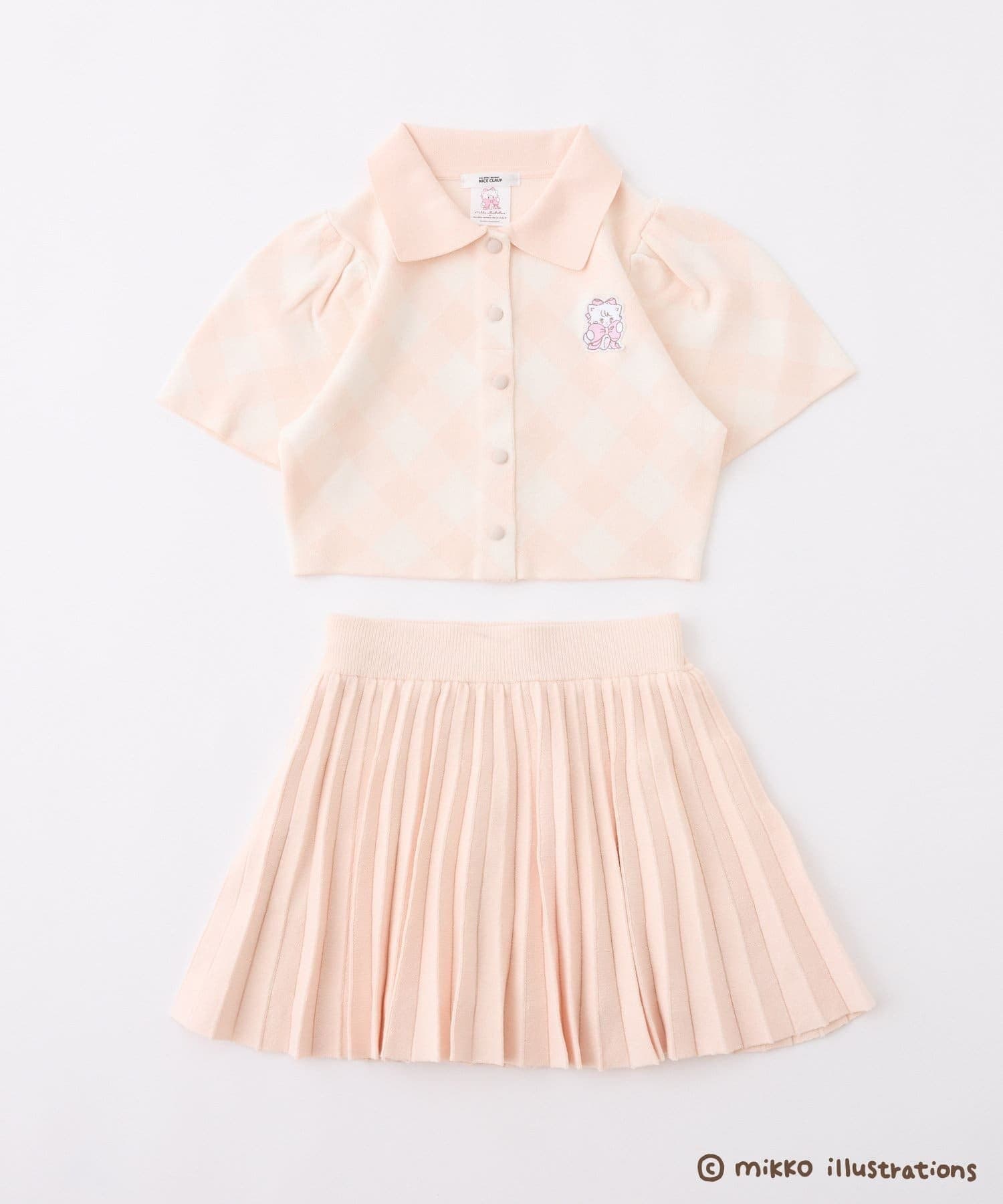 NICE CLAUP / OLIVE des OLIVE OUTLET(ナイスクラップ  / オリーブ デ オリーブ アウトレット) 【one after another】【mikko コラボ】刺繍入りポロ衿セットアップ