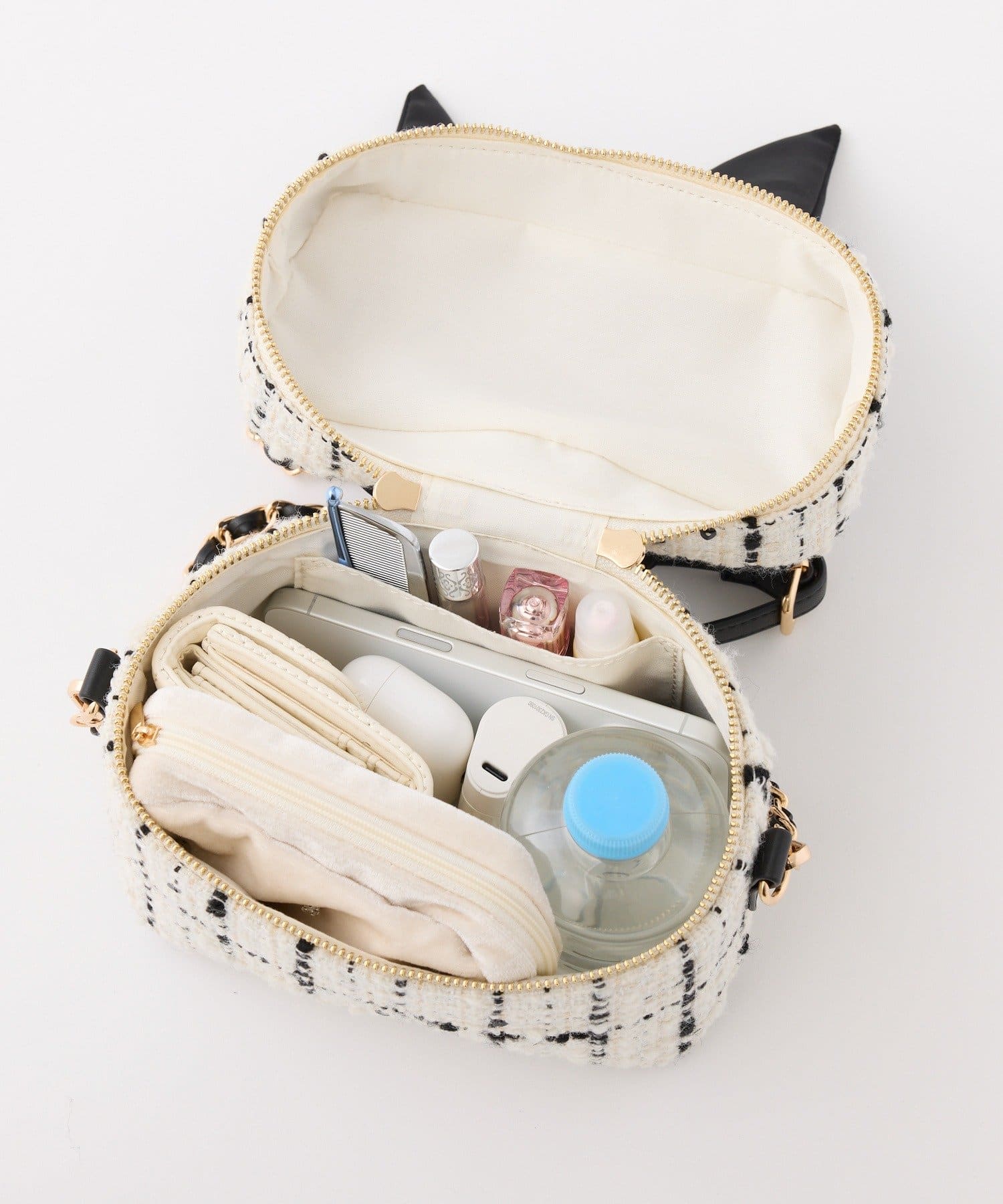 one after another NICE CLAUP(ワンアフターアナザー ナイスクラップ) ギャザーハンドルツイードバニティバッグ