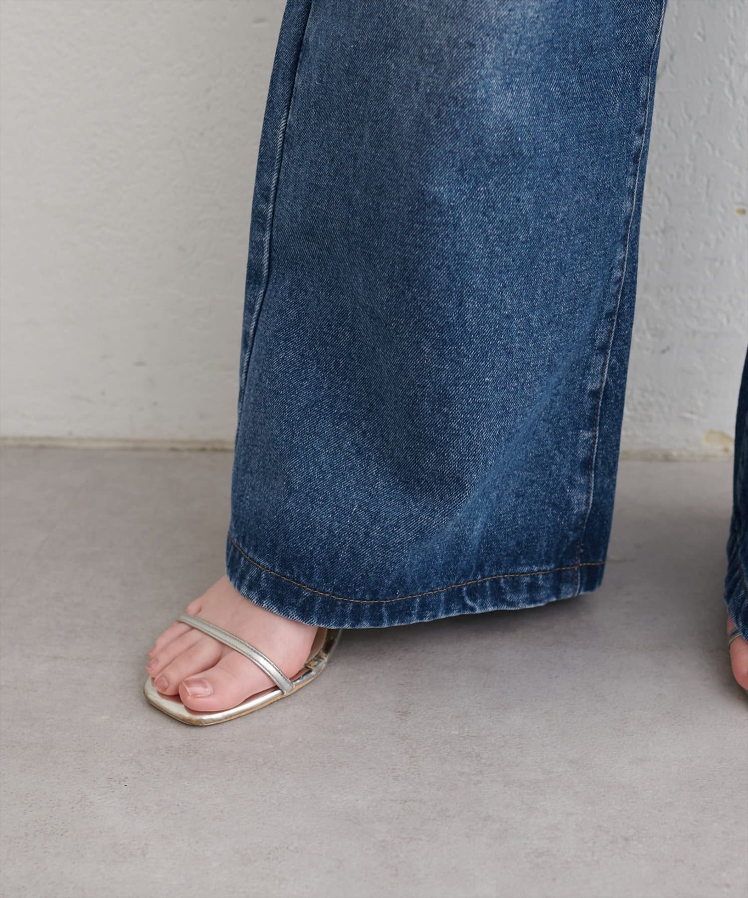 natural couture(ナチュラルクチュール) ポケットレースワイドデニムパンツ