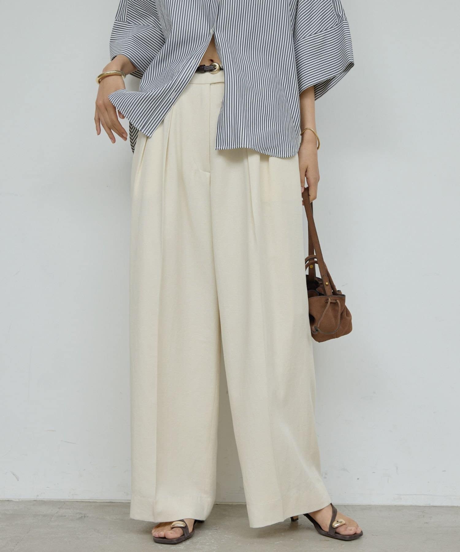 GALLARDAGALANTE(ガリャルダガランテ) リネンダブルタックパンツ