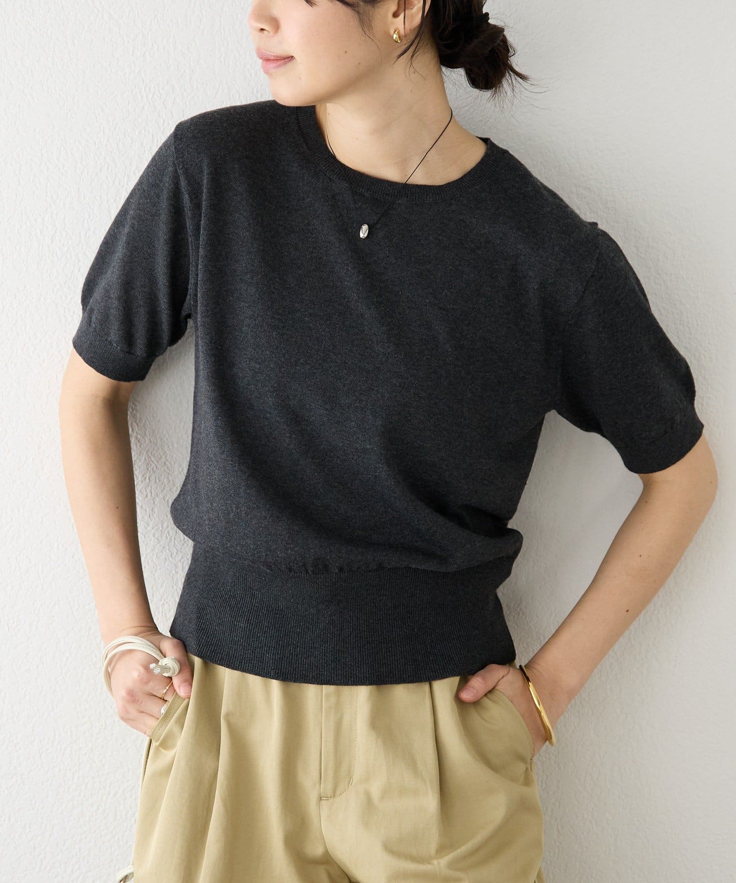 RIVE DROITE(リヴドロワ) 予約【A・MONN(アモン)】HALF SLEEVE KNIT