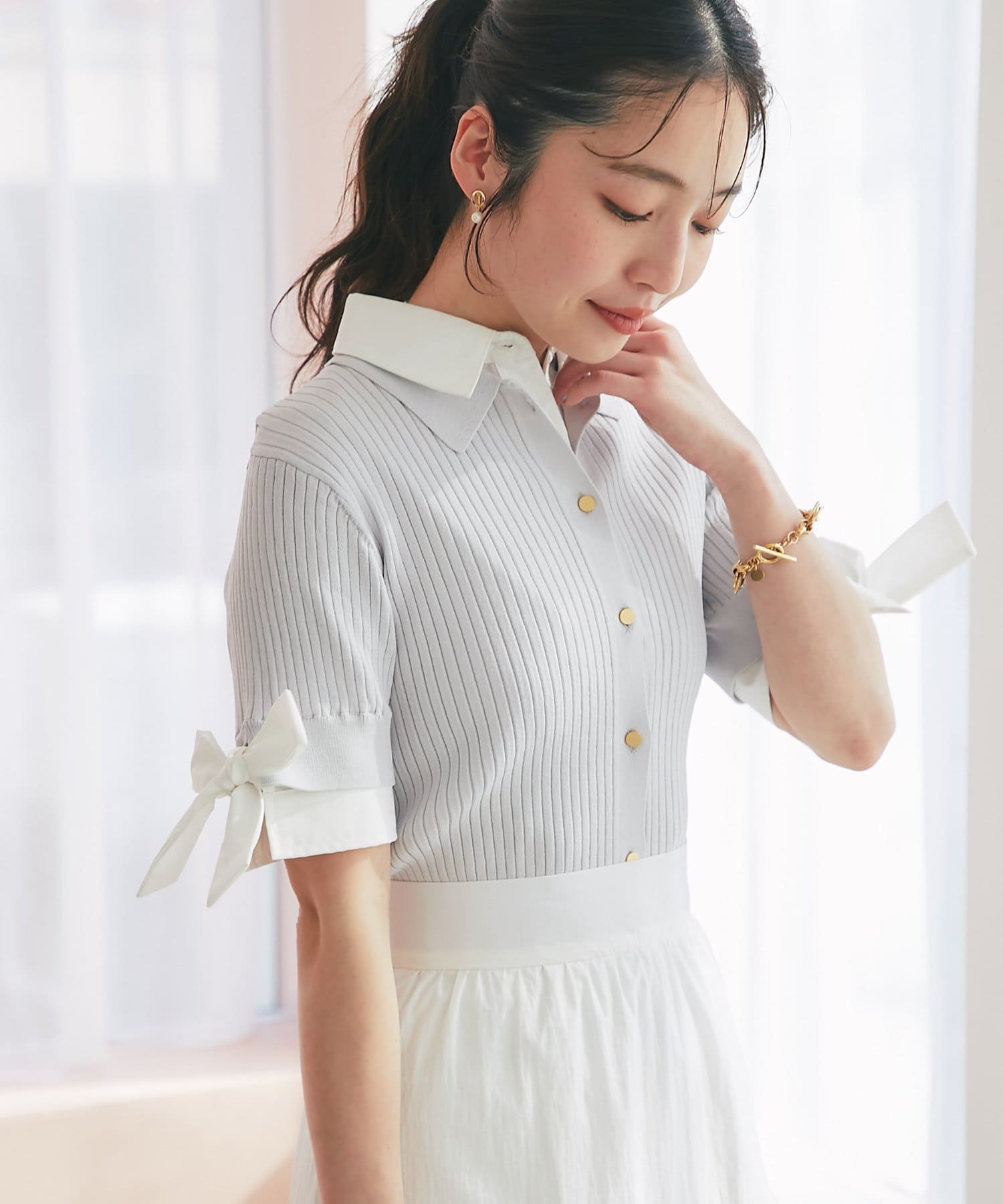 La boutique BonBon(ラブティックボンボン) 【接触冷感・最強愛され】クールタッチUVシャツドッキングニット