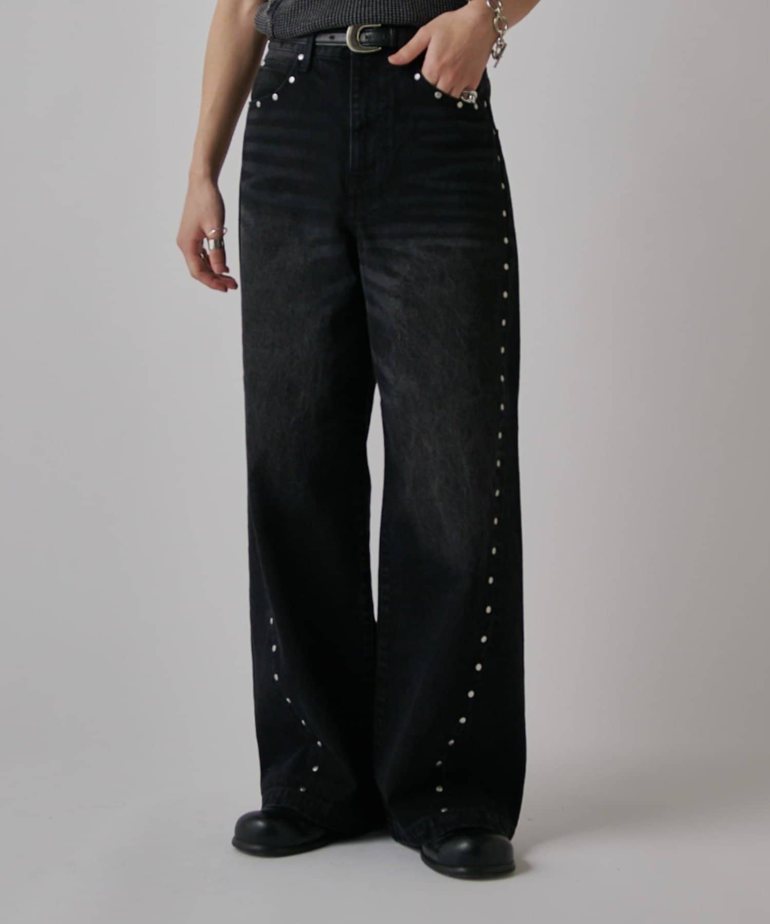 Lui's(ルイス) スタッズ/ワイドフィットデニムパンツ13.5oz