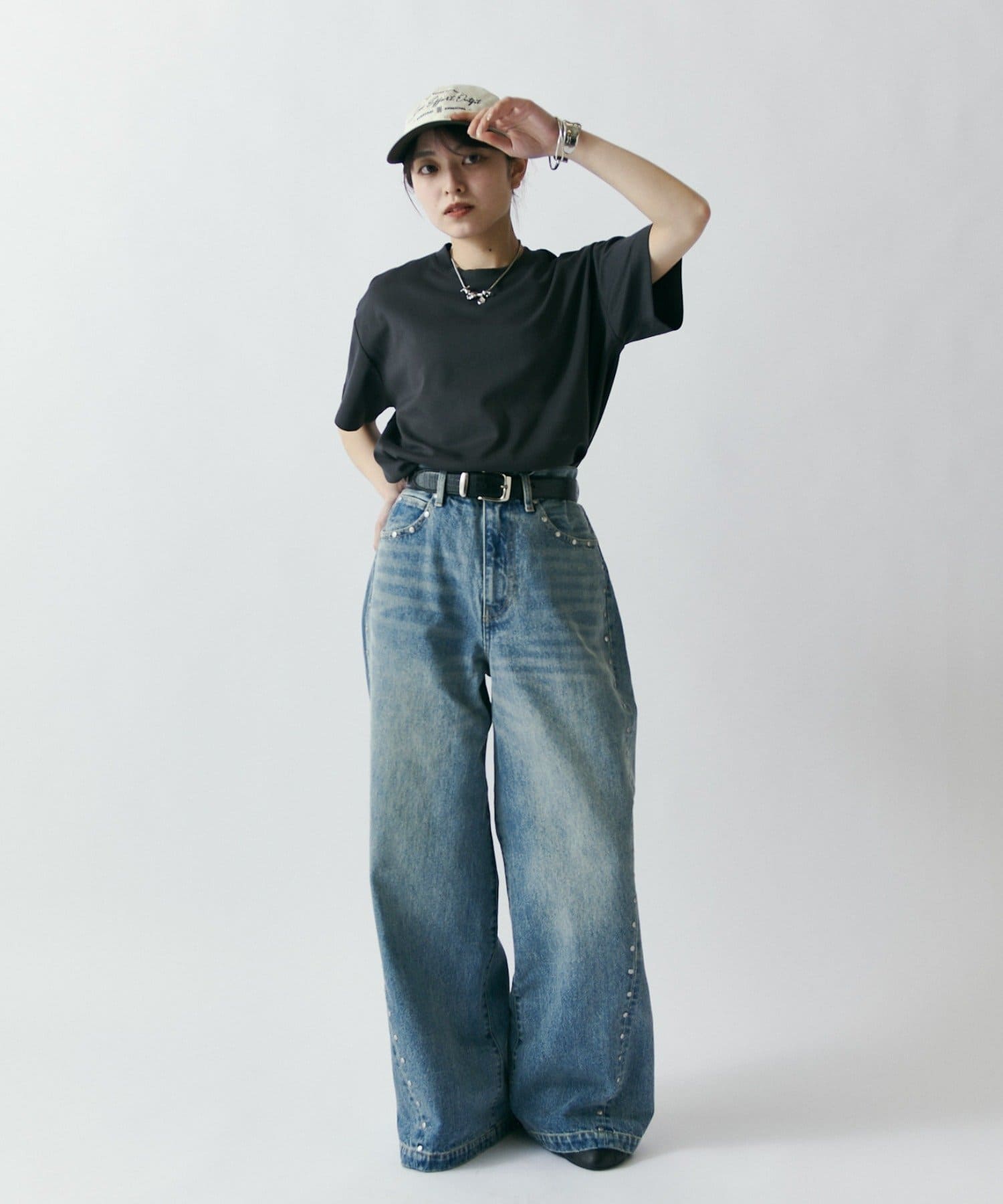 Lui's(ルイス) スタッズ/ワイドフィットデニムパンツ13.5oz